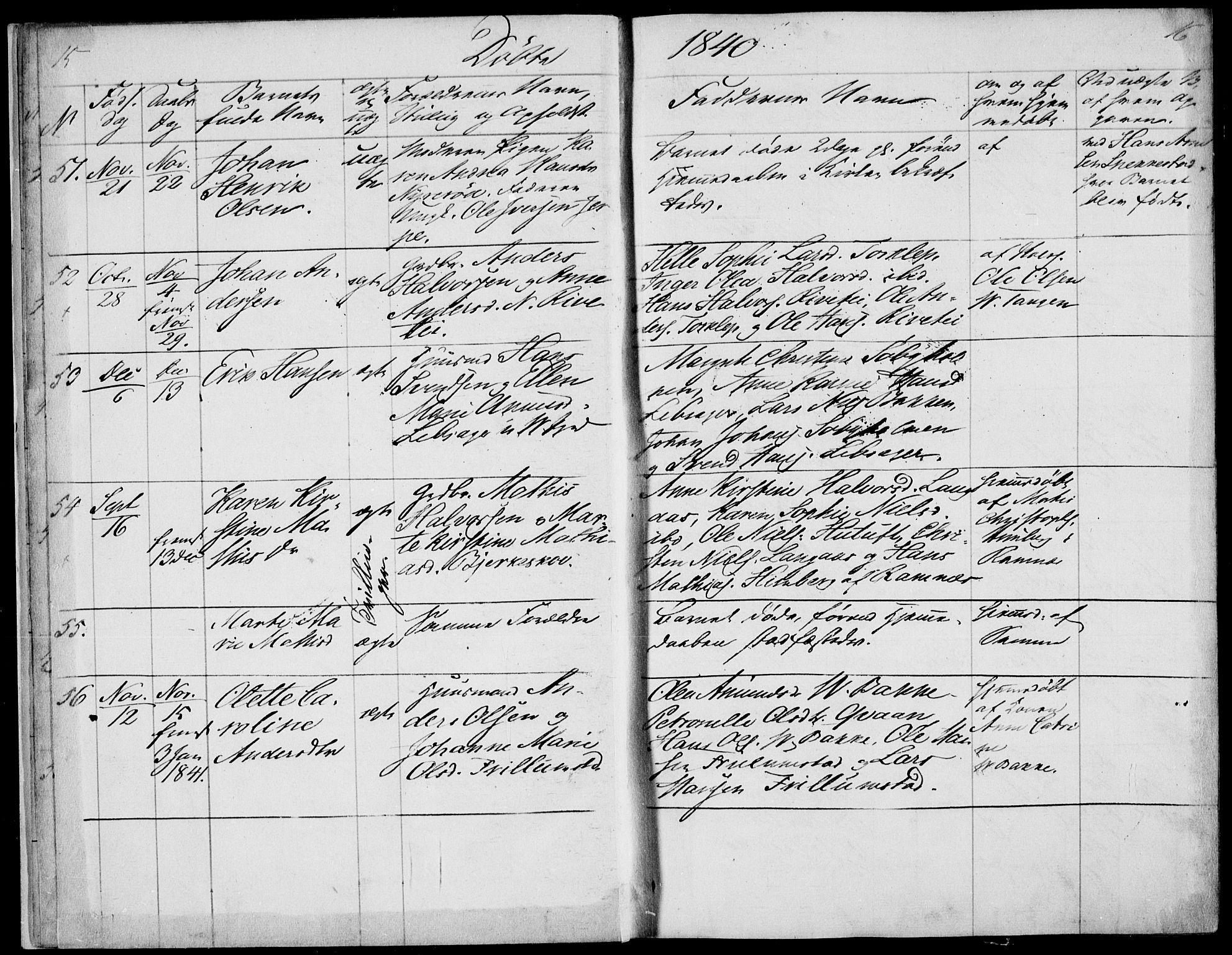 Våle kirkebøker, AV/SAKO-A-334/F/Fa/L0009a: Parish register (official) no. I 9A, 1839-1860, p. 15-16