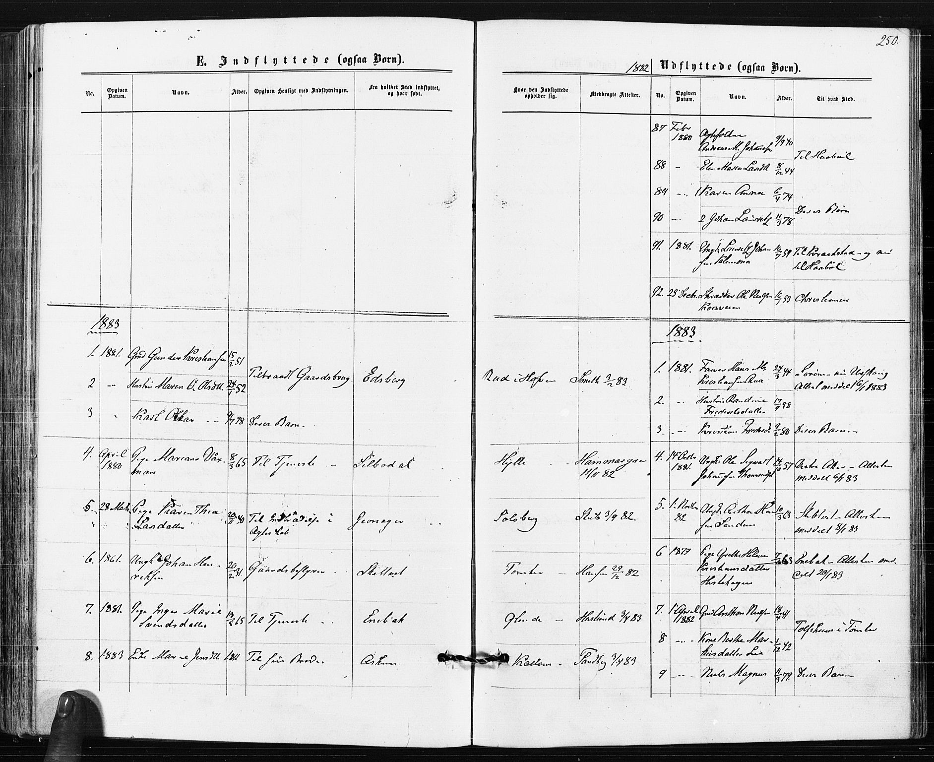 Spydeberg prestekontor Kirkebøker, AV/SAO-A-10924/F/Fa/L0007: Parish register (official) no. I 7, 1875-1885, p. 250