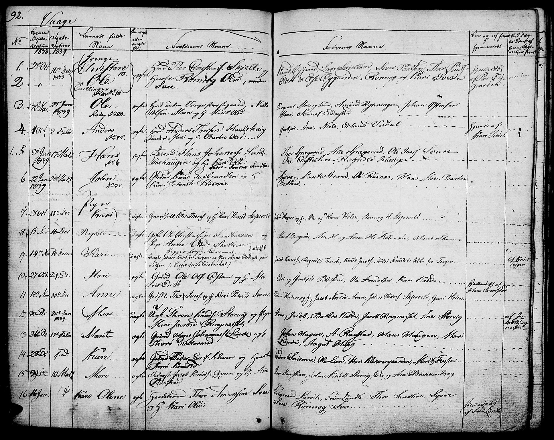 Vågå prestekontor, SAH/PREST-076/H/Ha/Haa/L0004: Parish register (official) no. 4 /1, 1827-1842, p. 92