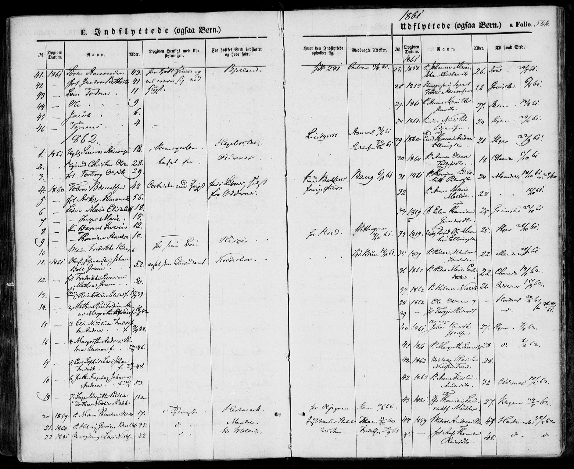 Kristiansand domprosti, SAK/1112-0006/F/Fa/L0014: Parish register (official) no. A 14, 1852-1867, p. 566