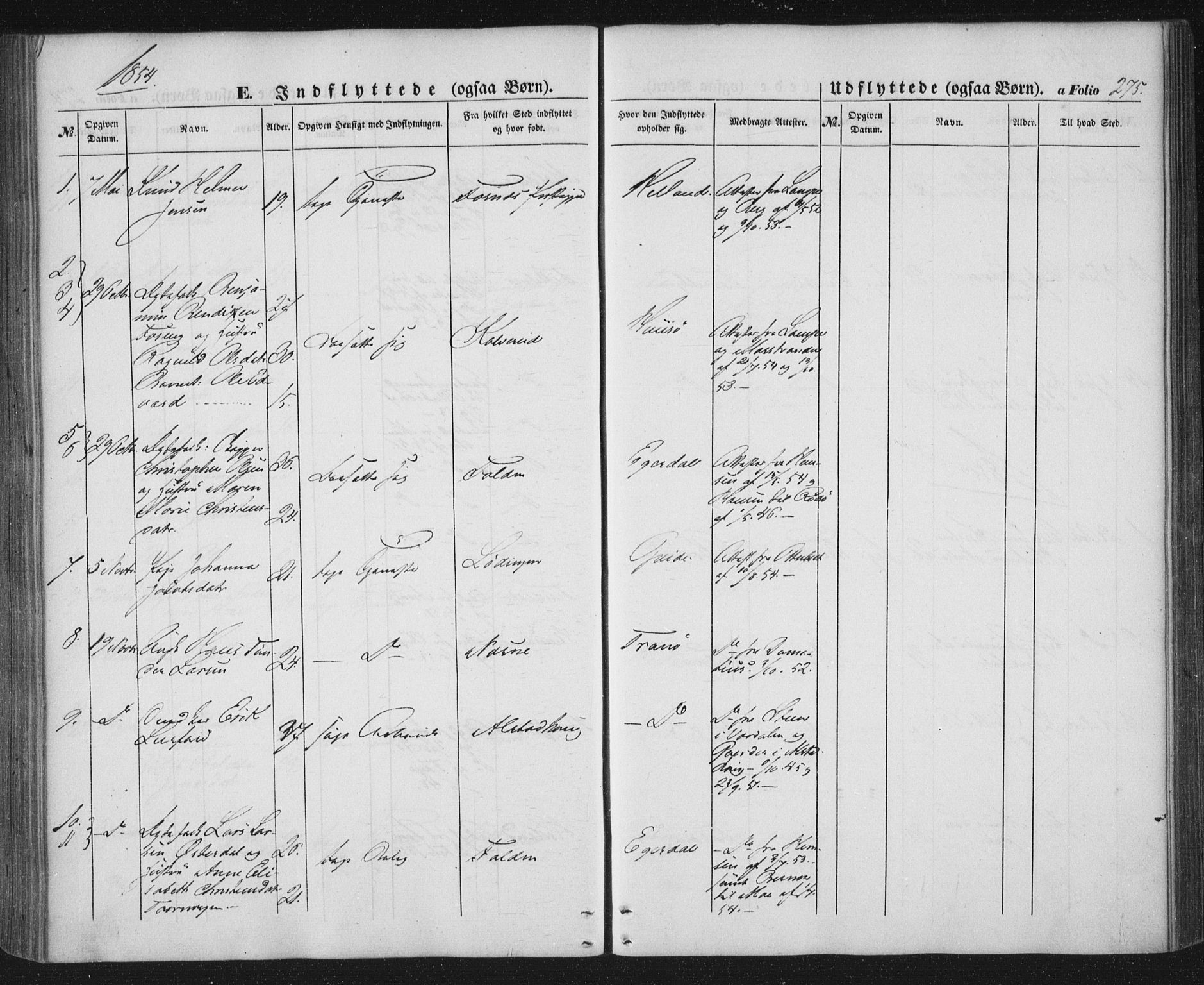 Ministerialprotokoller, klokkerbøker og fødselsregistre - Nordland, SAT/A-1459/859/L0844: Parish register (official) no. 859A04, 1849-1862, p. 275
