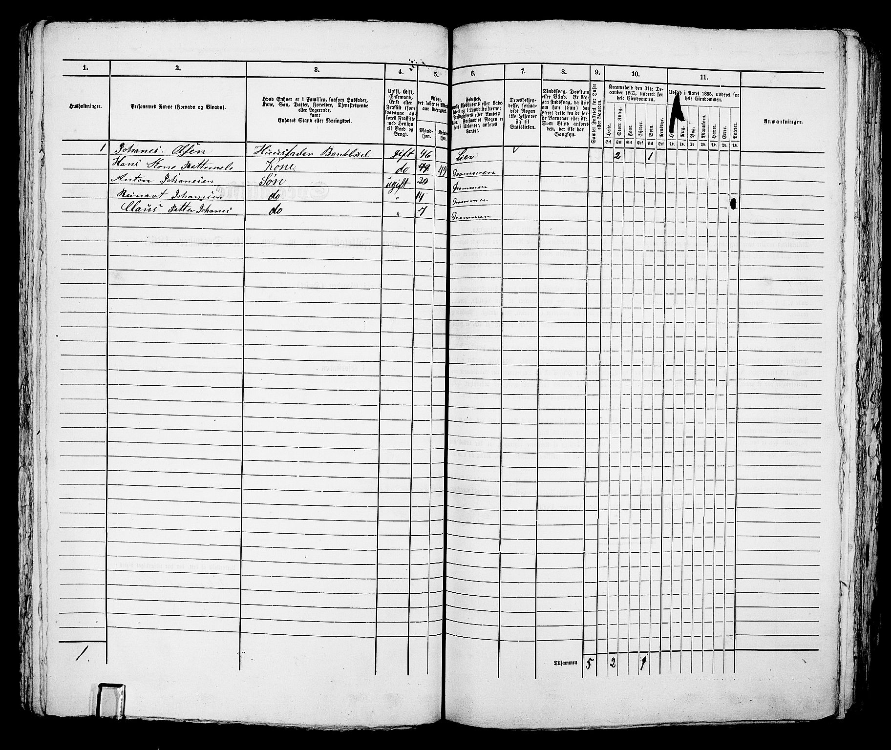 RA, 1865 census for Bragernes in Drammen, 1865, p. 272