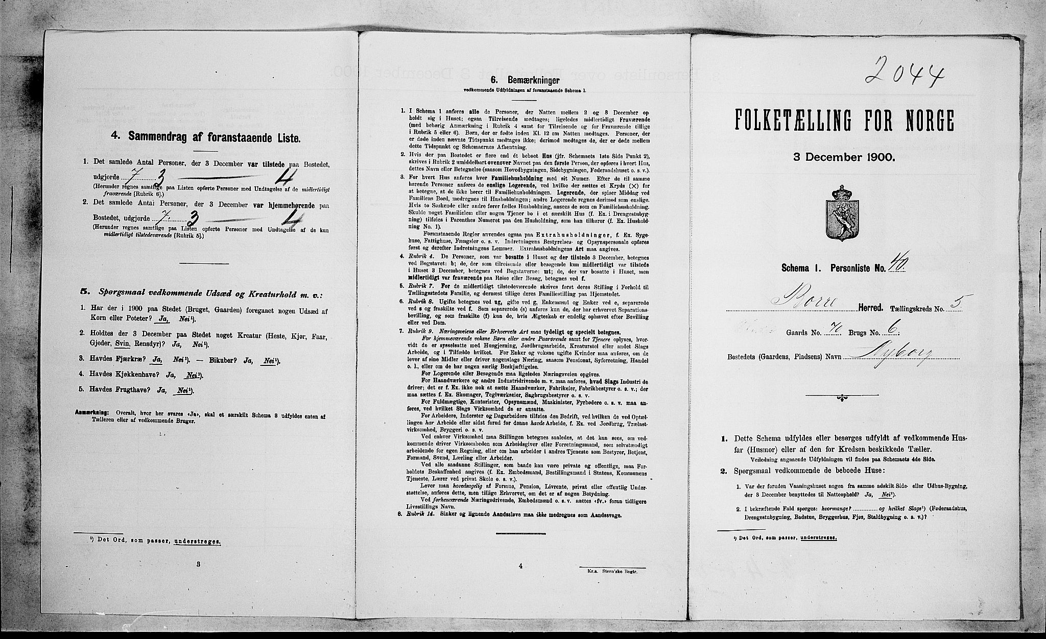 RA, 1900 census for Borre, 1900, p. 887