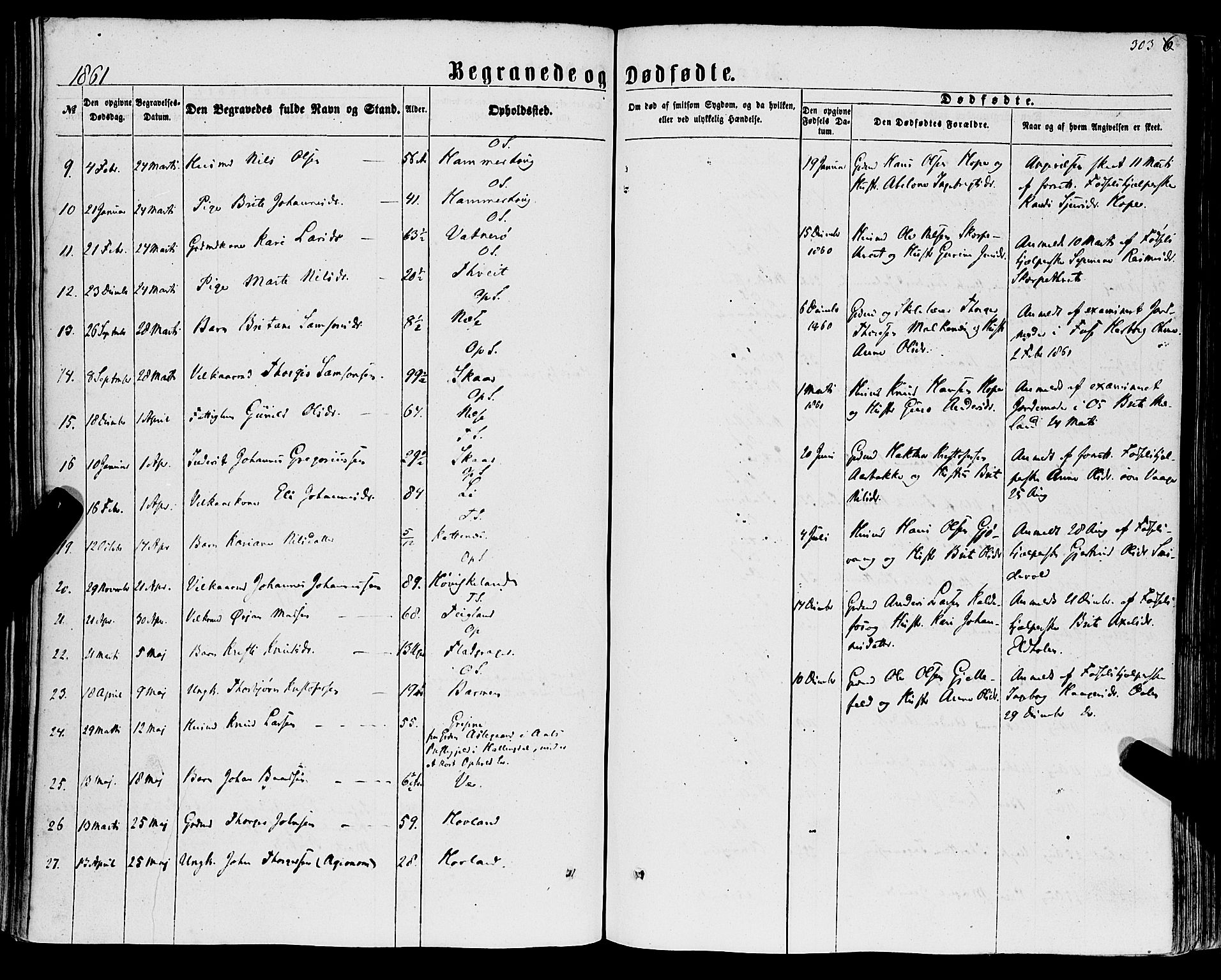 Tysnes sokneprestembete, AV/SAB-A-78601/H/Haa: Parish register (official) no. A 11, 1860-1871, p. 303