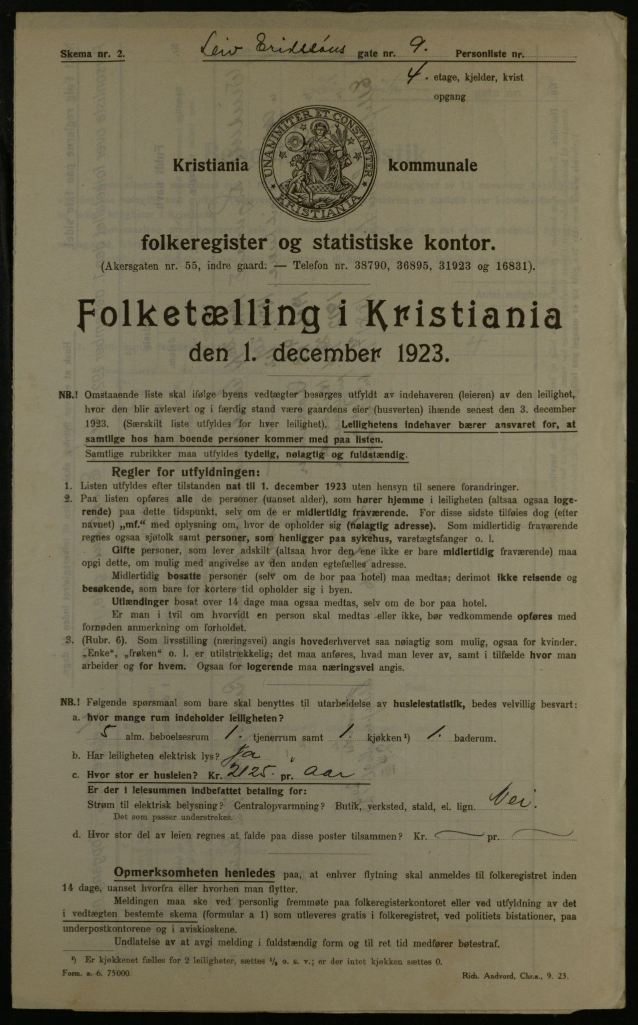 OBA, Municipal Census 1923 for Kristiania, 1923, p. 63768