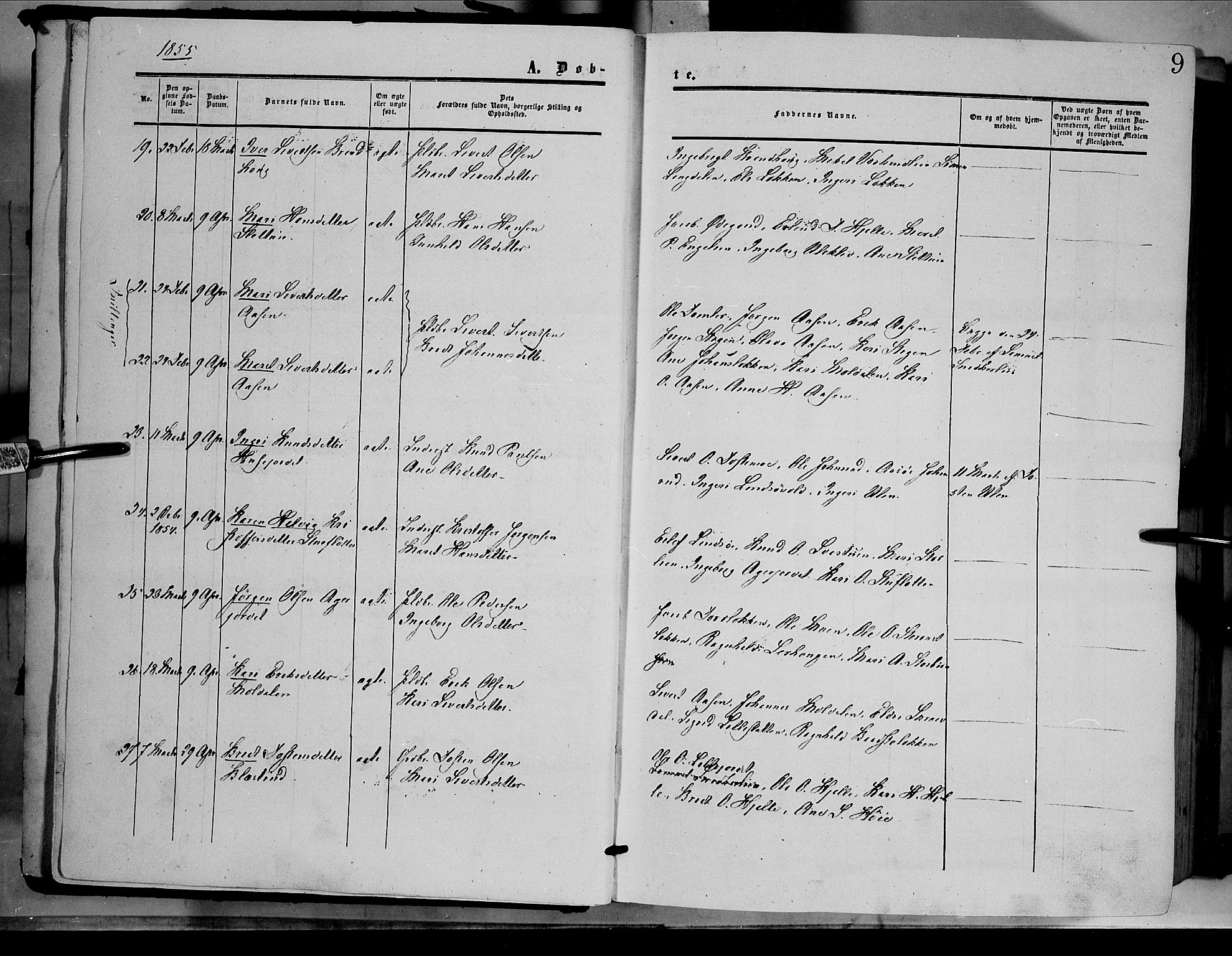 Dovre prestekontor, AV/SAH-PREST-066/H/Ha/Haa/L0001: Parish register (official) no. 1, 1854-1878, p. 9