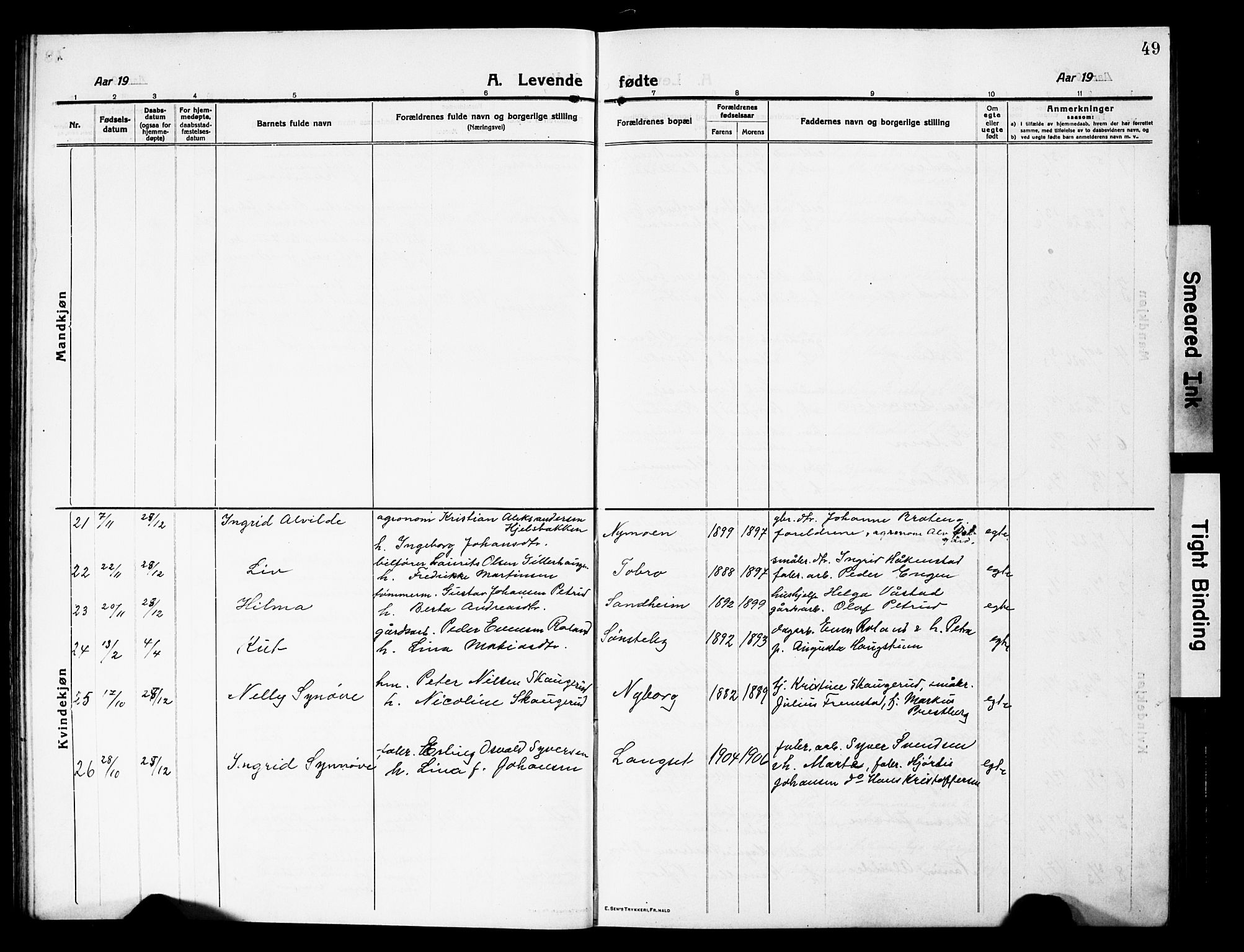 Vardal prestekontor, SAH/PREST-100/H/Ha/Hab/L0015: Parish register (copy) no. 15, 1914-1931, p. 49
