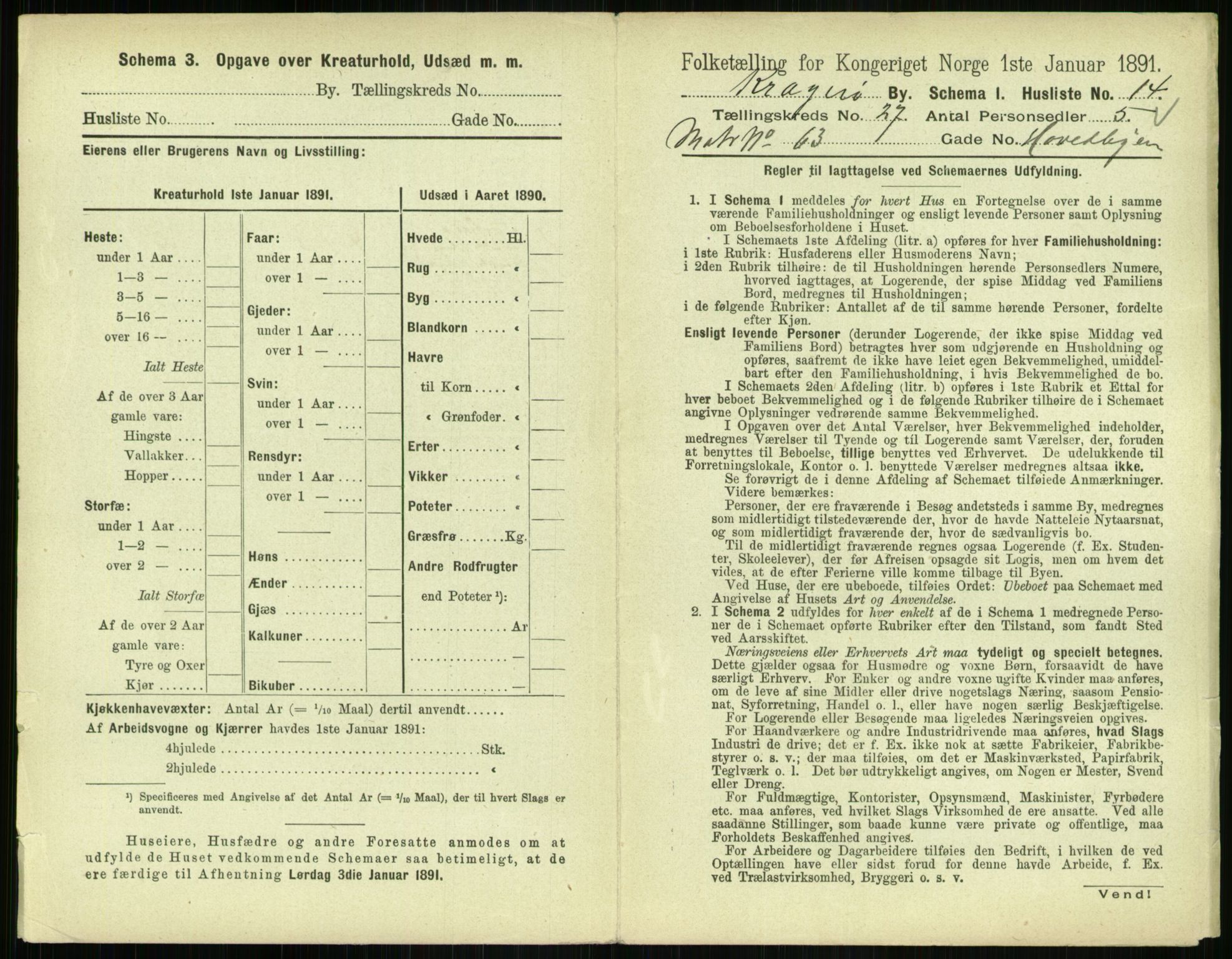 RA, 1891 census for 0801 Kragerø, 1891, p. 1012