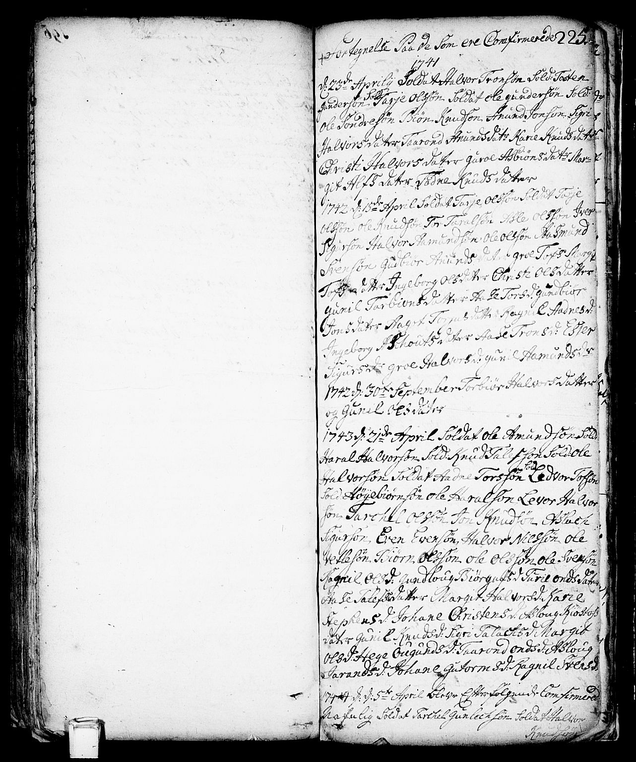 Vinje kirkebøker, SAKO/A-312/F/Fa/L0001: Parish register (official) no. I 1, 1717-1766, p. 225