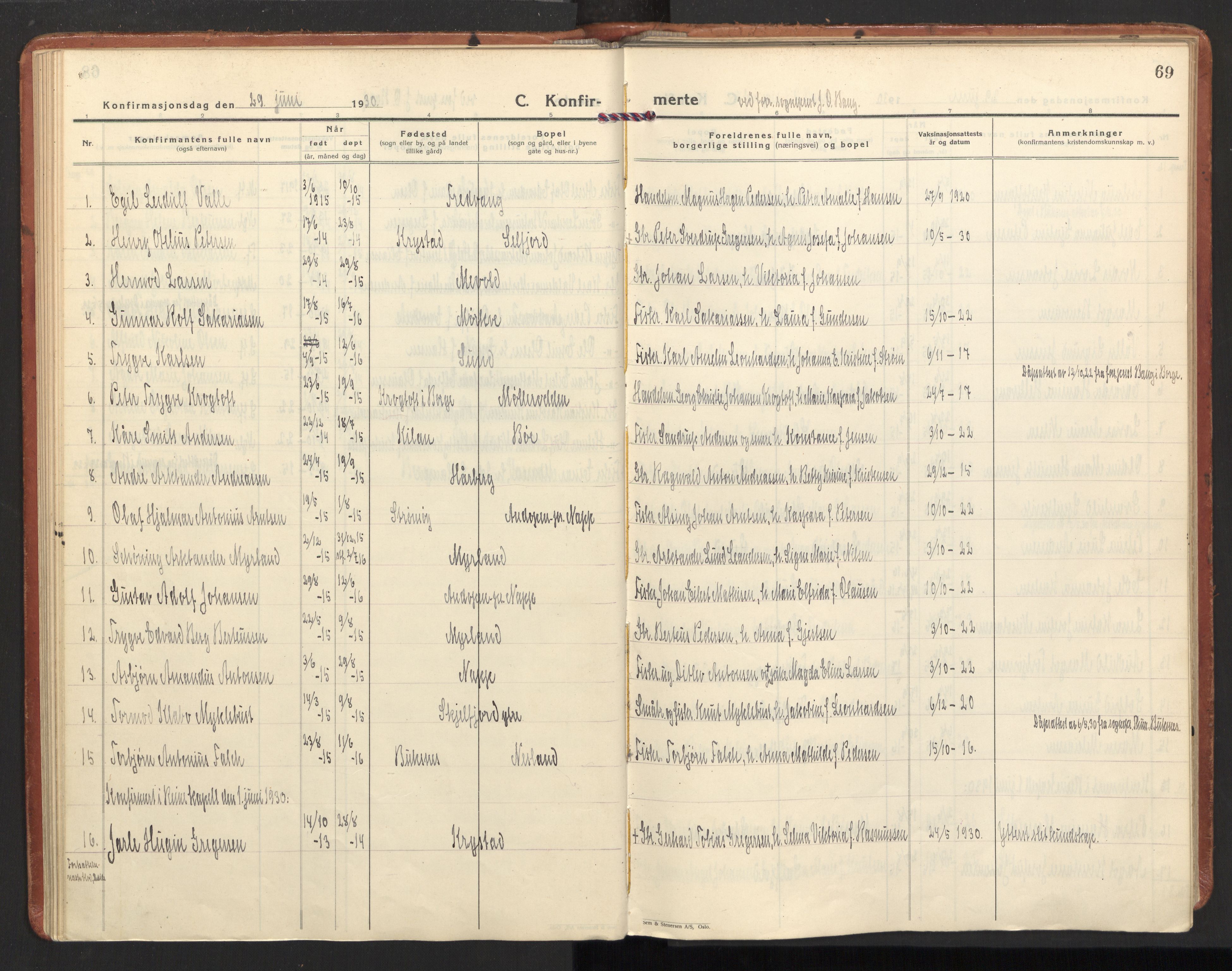 Ministerialprotokoller, klokkerbøker og fødselsregistre - Nordland, AV/SAT-A-1459/885/L1211: Parish register (official) no. 885A11, 1927-1938, p. 69