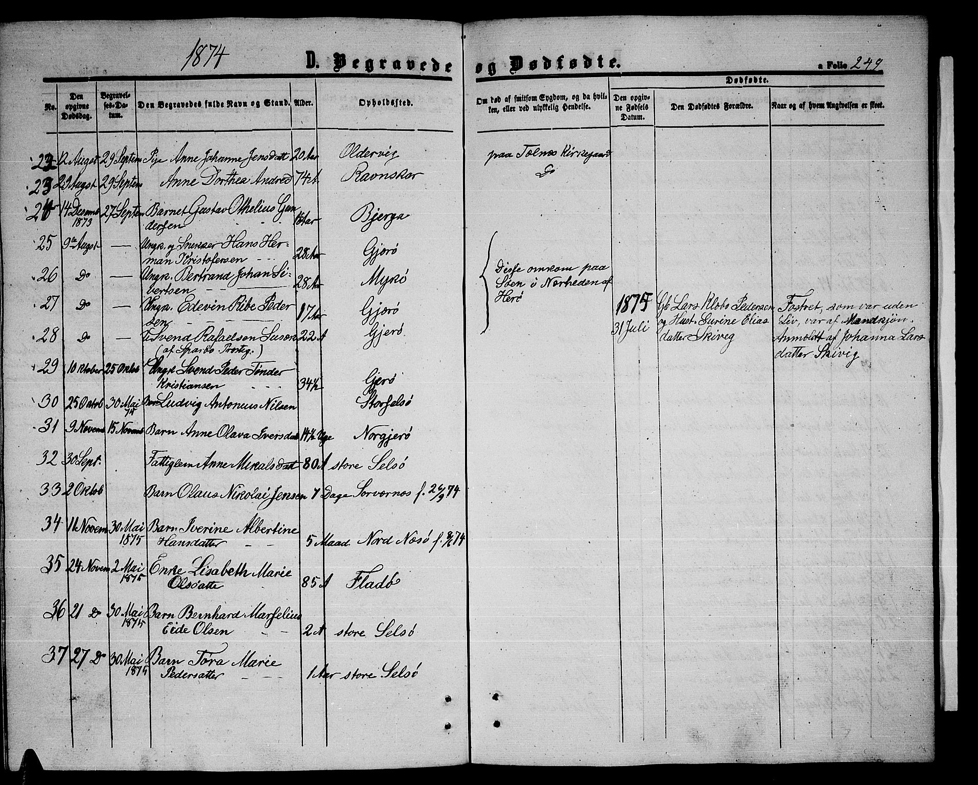 Ministerialprotokoller, klokkerbøker og fødselsregistre - Nordland, AV/SAT-A-1459/841/L0619: Parish register (copy) no. 841C03, 1856-1876, p. 249