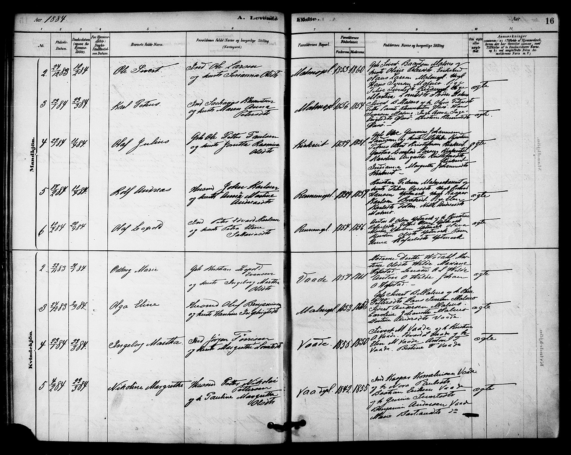 Ministerialprotokoller, klokkerbøker og fødselsregistre - Nord-Trøndelag, SAT/A-1458/745/L0429: Parish register (official) no. 745A01, 1878-1894, p. 16