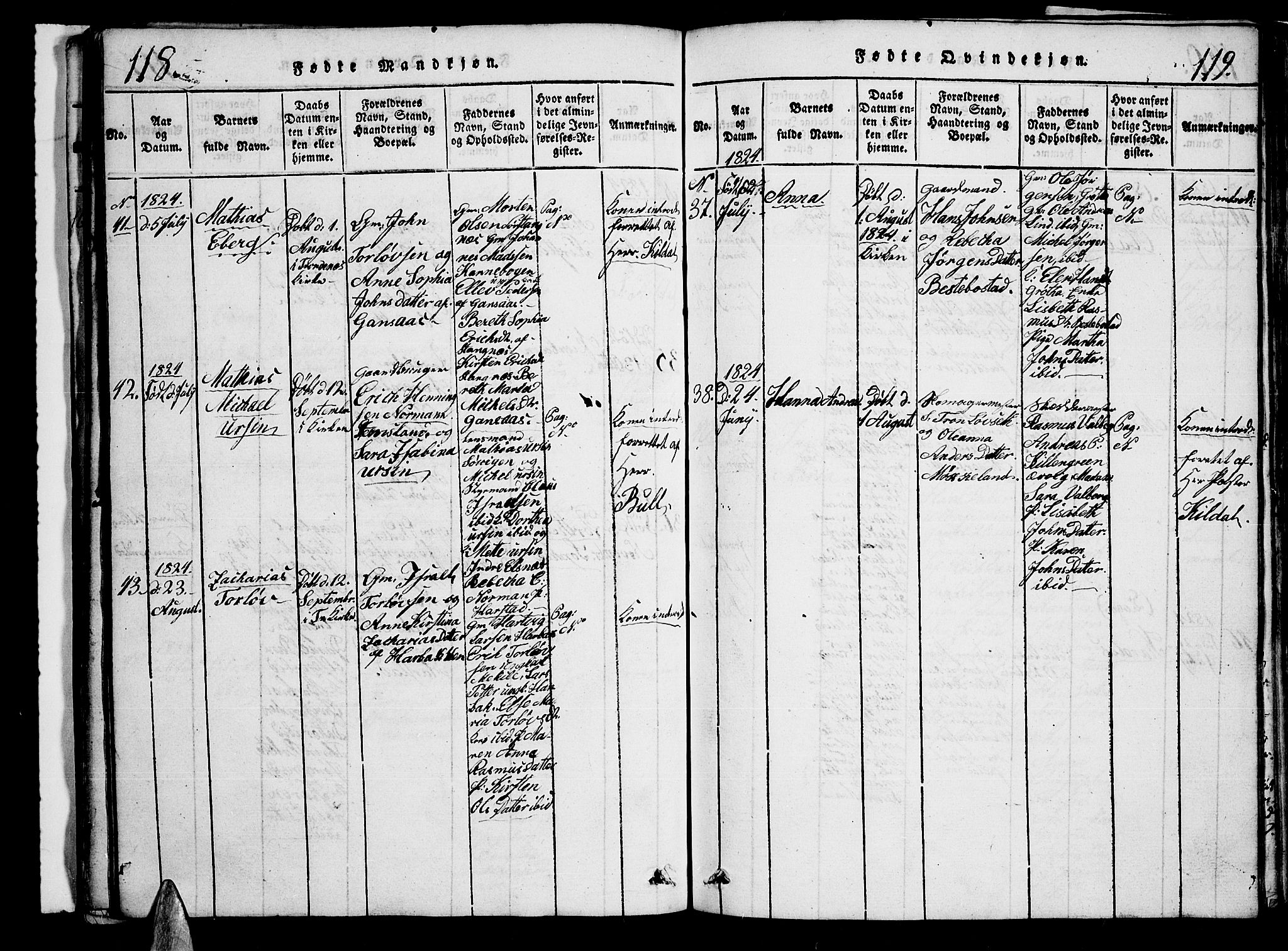 Trondenes sokneprestkontor, AV/SATØ-S-1319/H/Hb/L0003klokker: Parish register (copy) no. 3, 1820-1834, p. 118-119