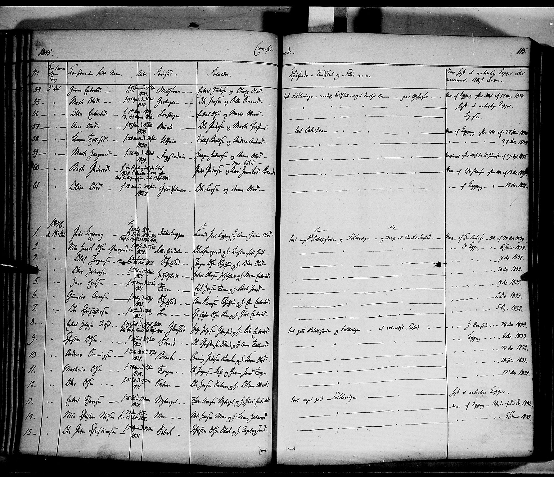 Elverum prestekontor, SAH/PREST-044/H/Ha/Haa/L0009: Parish register (official) no. 9, 1843-1856, p. 115