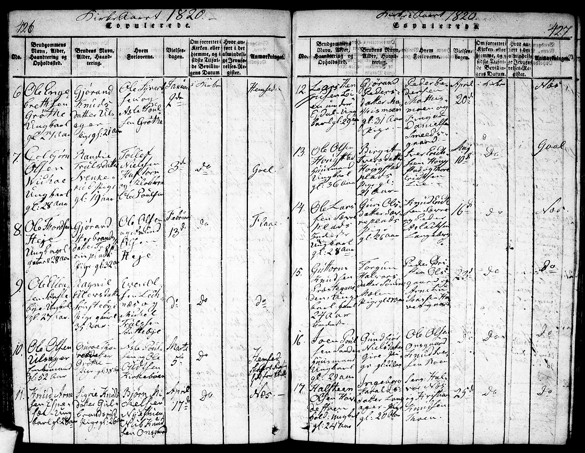 Nes kirkebøker, SAKO/A-236/F/Fa/L0007: Parish register (official) no. 7, 1815-1823, p. 426-427