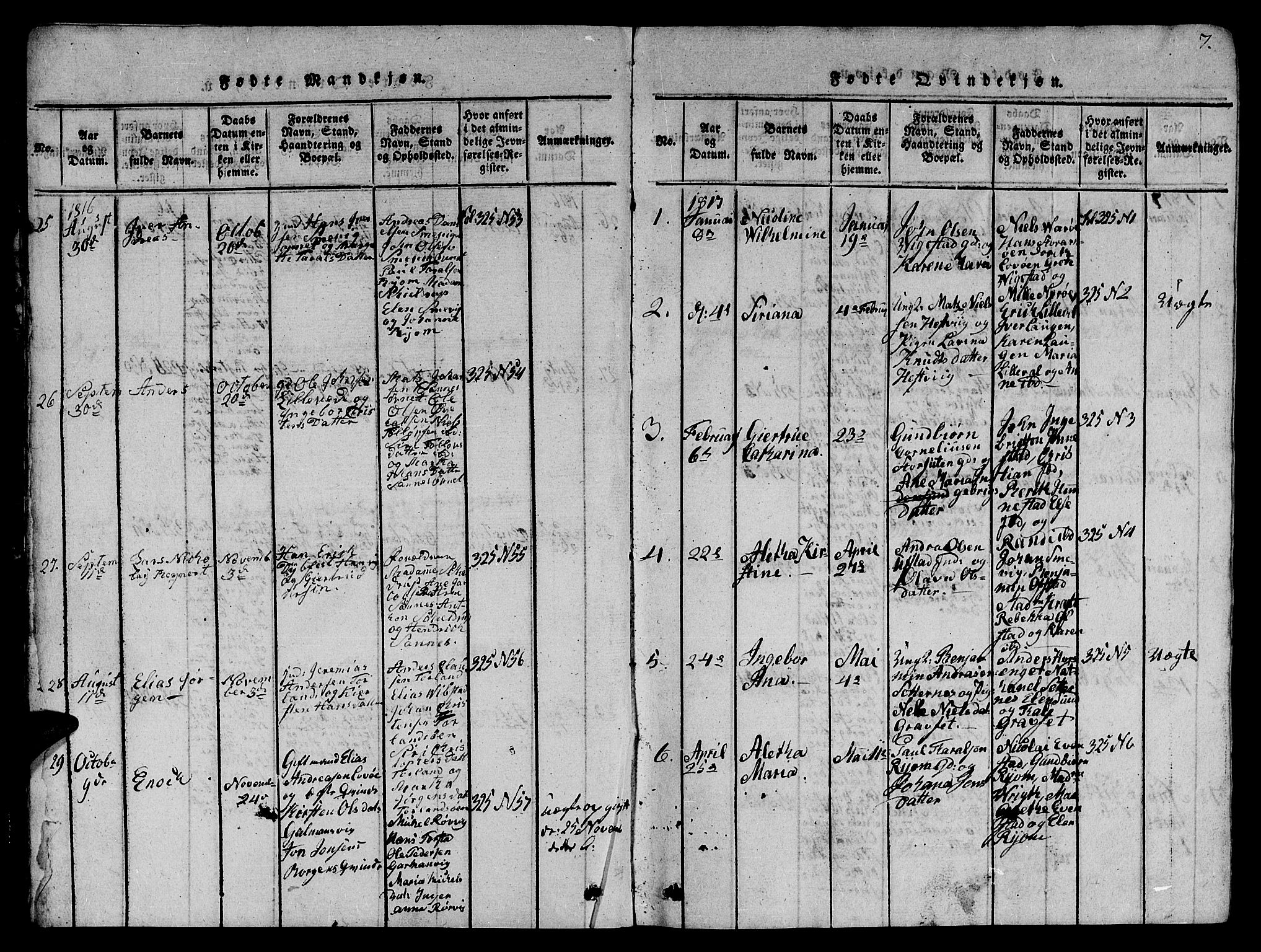 Ministerialprotokoller, klokkerbøker og fødselsregistre - Nord-Trøndelag, SAT/A-1458/784/L0679: Parish register (copy) no. 784C01 /1, 1816-1822, p. 7