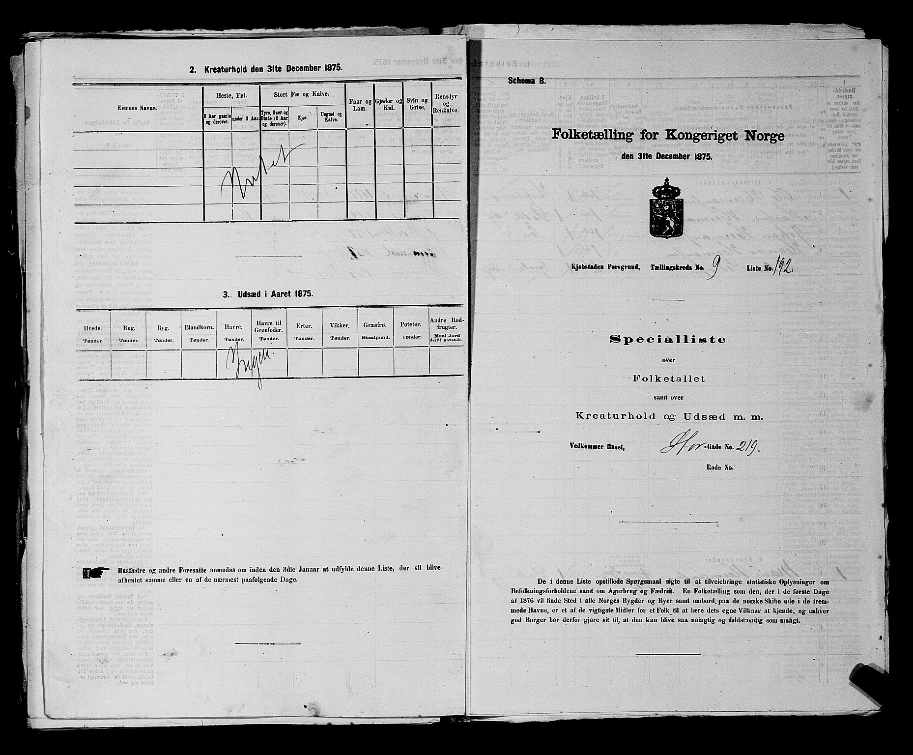 SAKO, 1875 census for 0805P Porsgrunn, 1875, p. 447