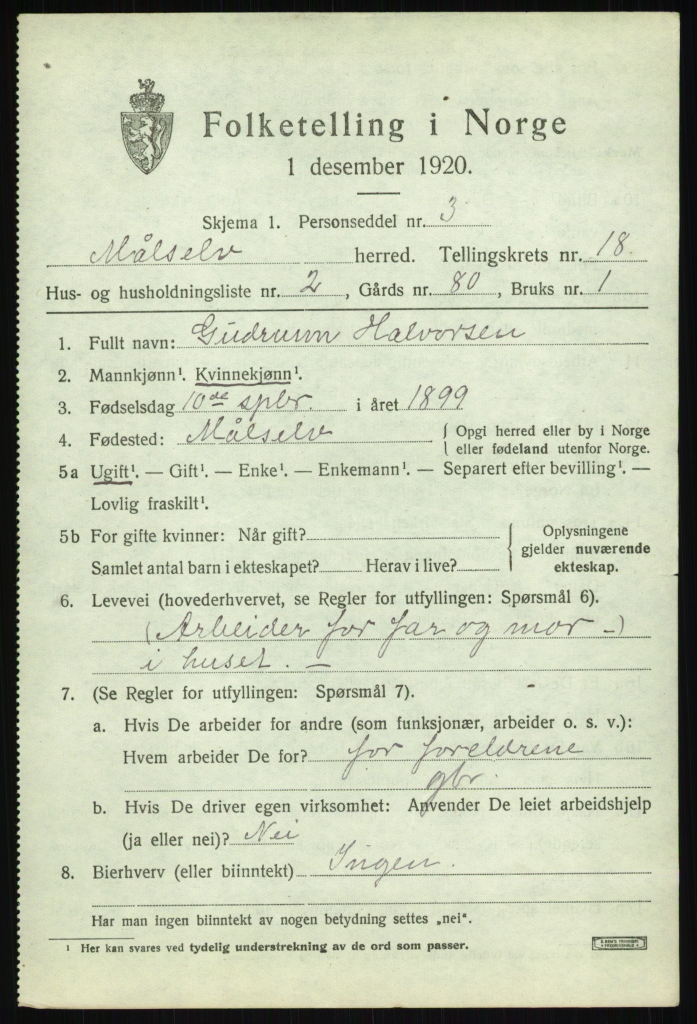 SATØ, 1920 census for Målselv, 1920, p. 8859