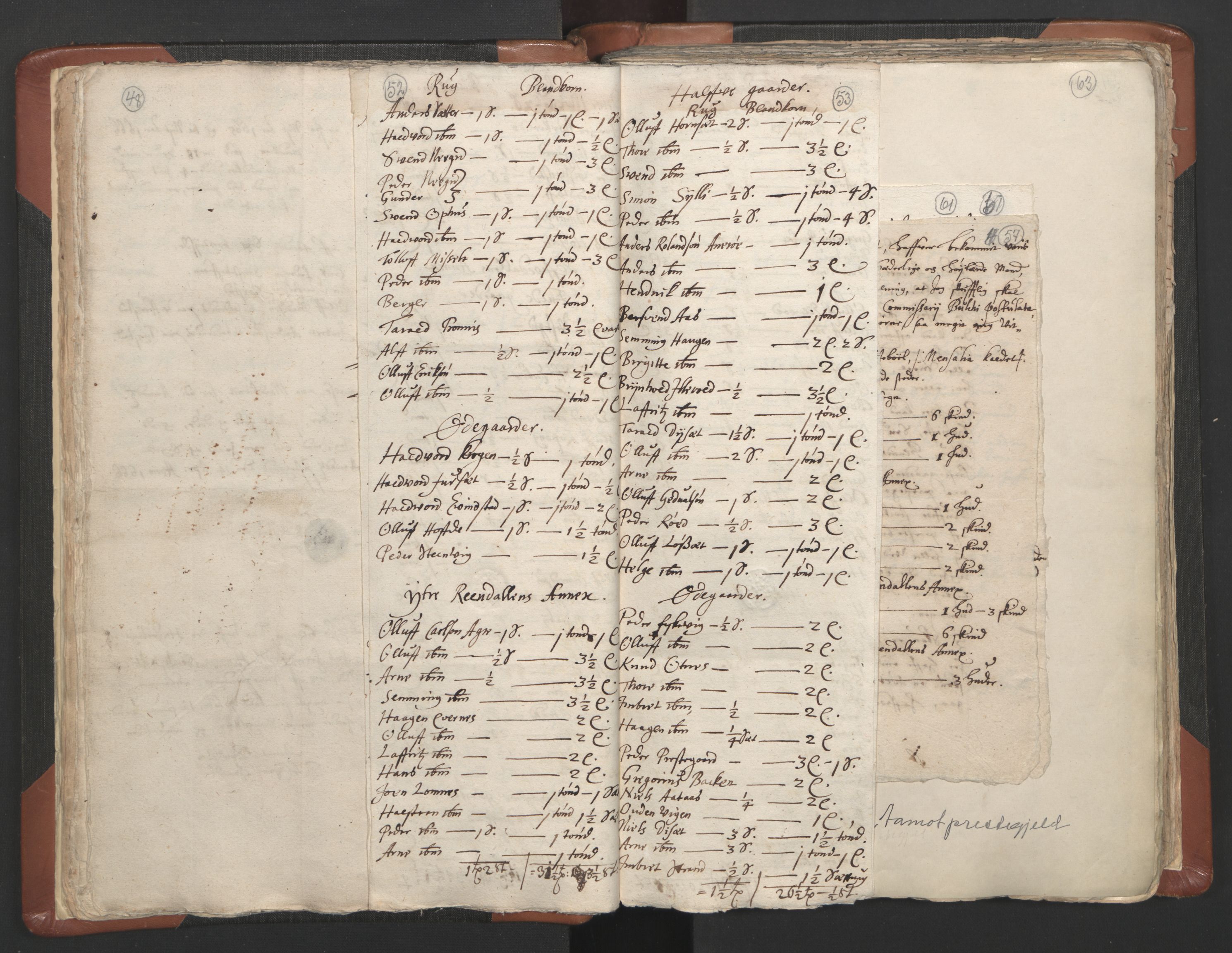 RA, Vicar's Census 1664-1666, no. 5: Hedmark deanery, 1664-1666, p. 52-53