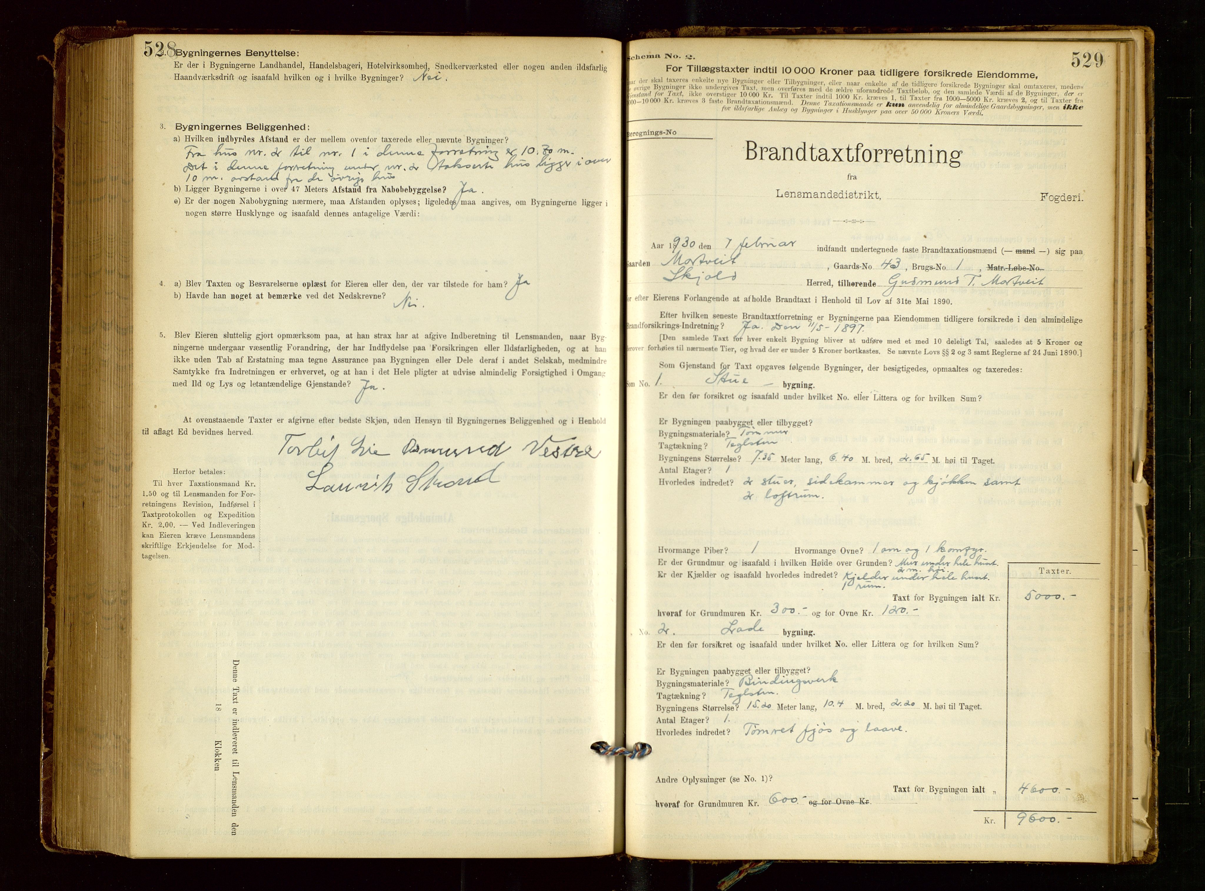 Skjold lensmannskontor, SAST/A-100182/Gob/L0001: "Brandtaxationsprotokol for Skjold Lensmandsdistrikt Ryfylke Fogderi", 1894-1939, p. 528-529