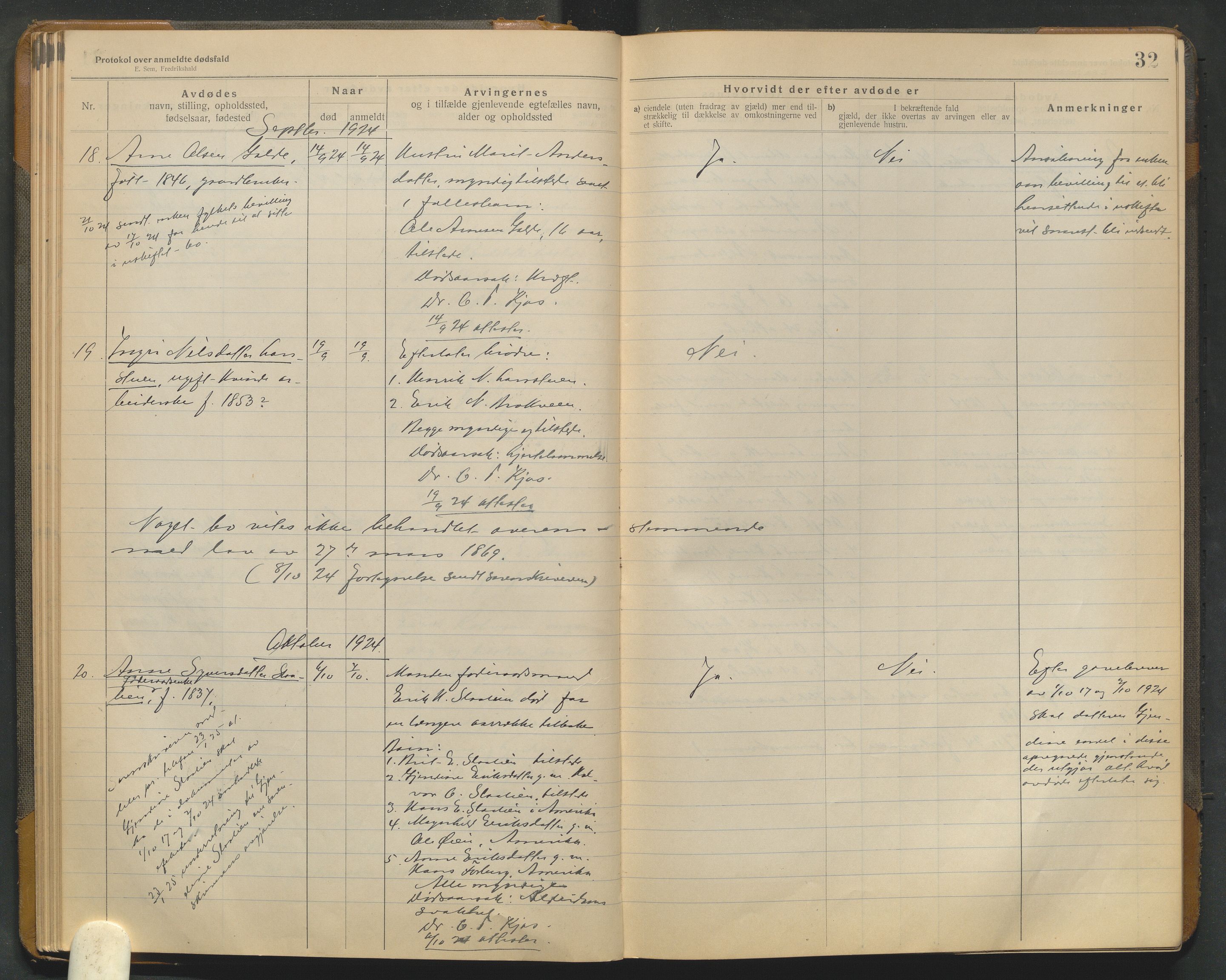 Lom lensmannskontor, AV/SAH-PGL-006/H/Ha/Haa/L0001/0004: Dødsfallsprotokoller / Dødsfallsprotokoll, 1922-1937, p. 32