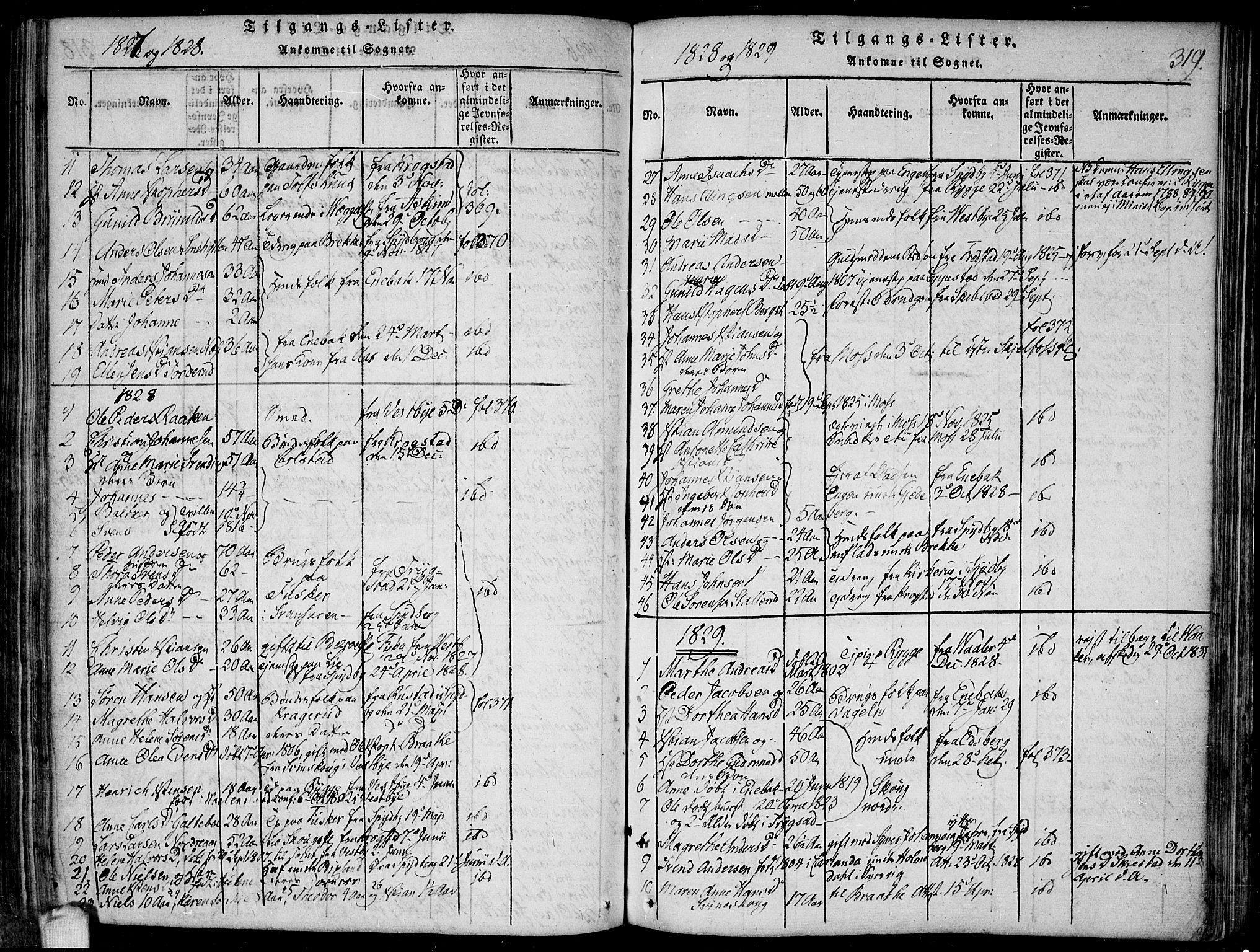 Hobøl prestekontor Kirkebøker, SAO/A-2002/F/Fa/L0002: Parish register (official) no. I 2, 1814-1841, p. 319