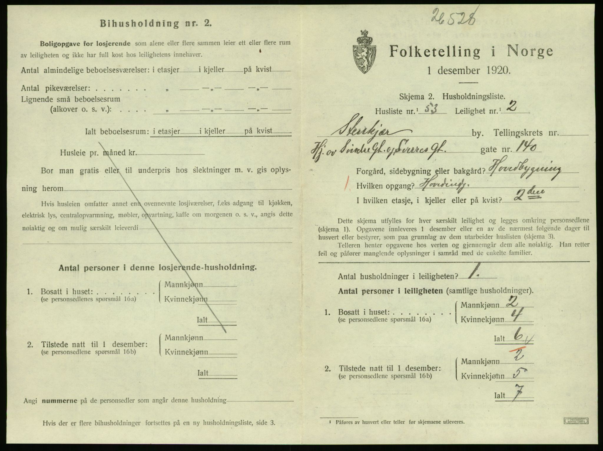 SAT, 1920 census for Steinkjer, 1920, p. 1256