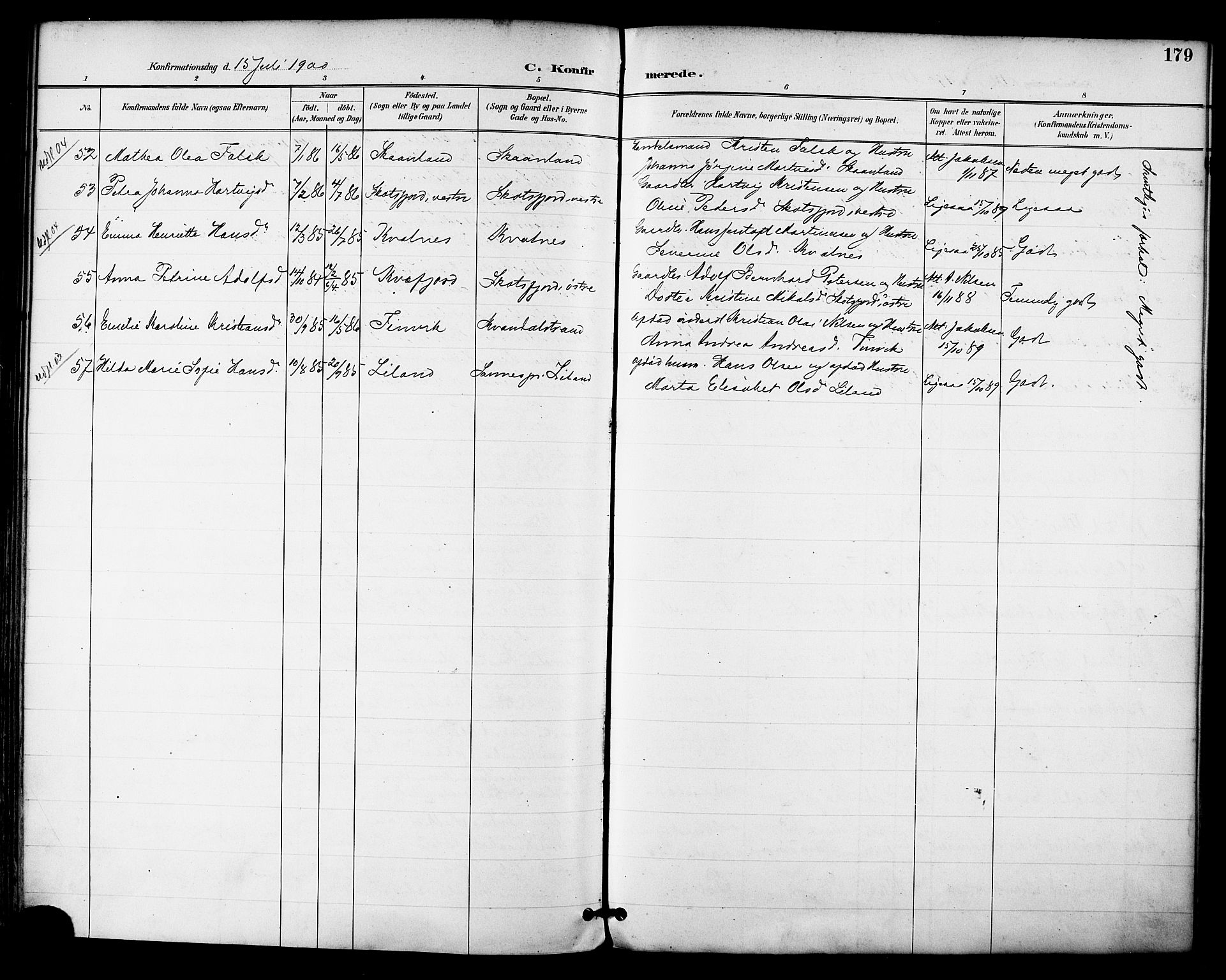 Ministerialprotokoller, klokkerbøker og fødselsregistre - Nordland, AV/SAT-A-1459/855/L0803: Parish register (official) no. 855A11, 1887-1905, p. 179