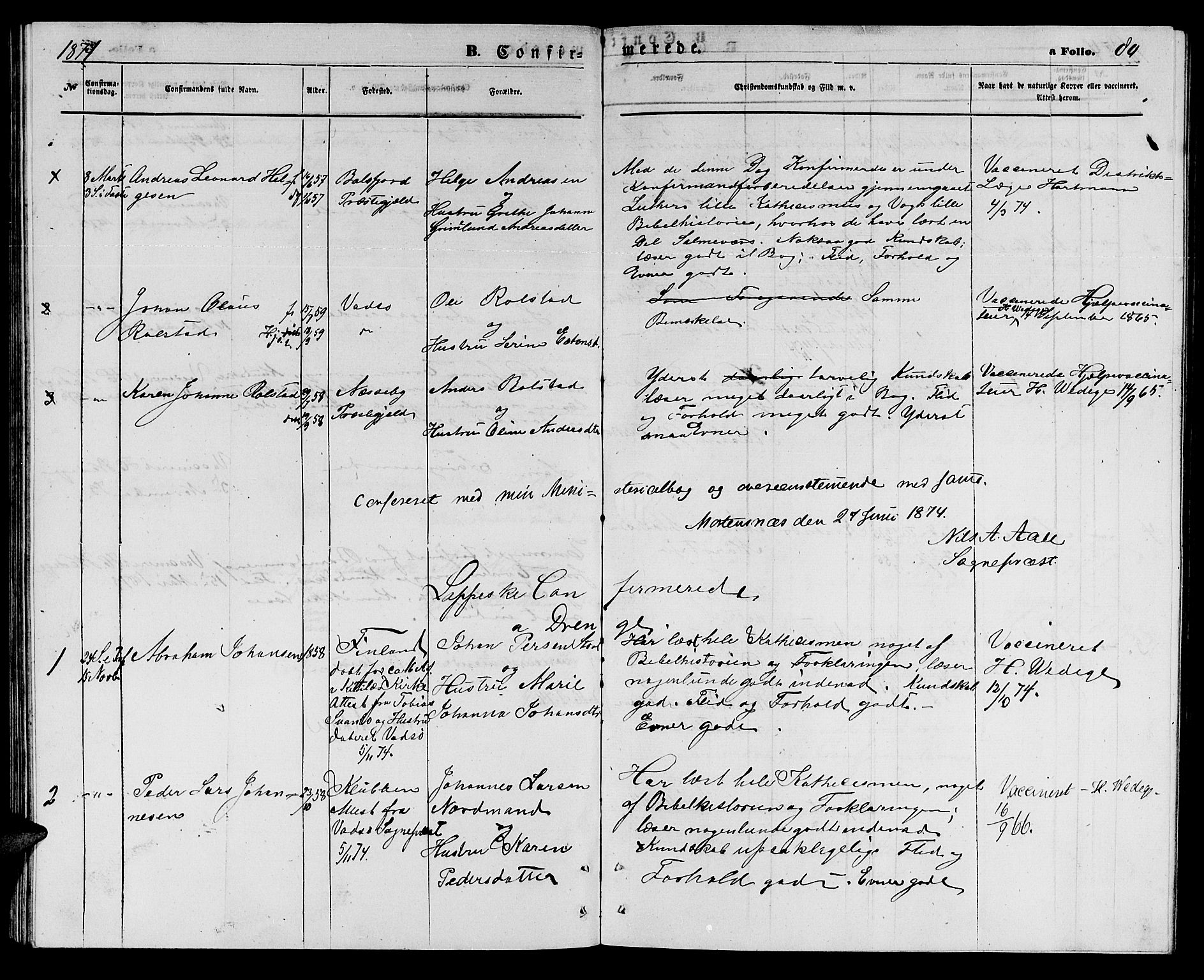 Nesseby sokneprestkontor, SATØ/S-1330/H/Hb/L0003klokker: Parish register (copy) no. 3, 1869-1876, p. 80
