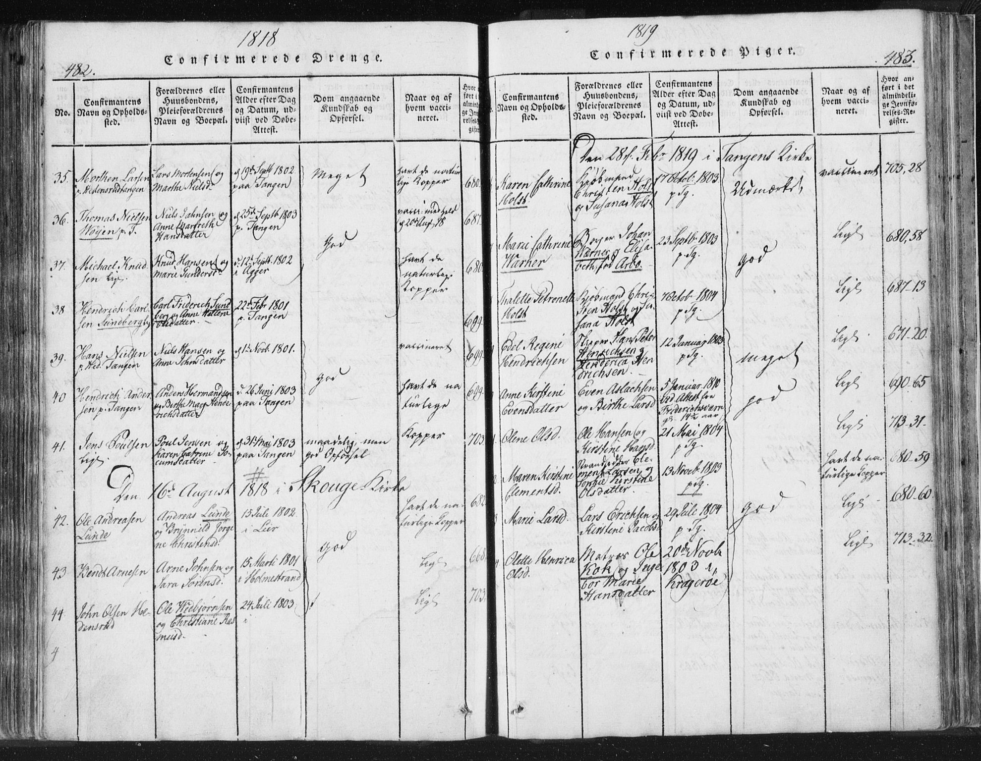 Strømsø kirkebøker, AV/SAKO-A-246/F/Fb/L0004: Parish register (official) no. II 4, 1814-1843, p. 482-483