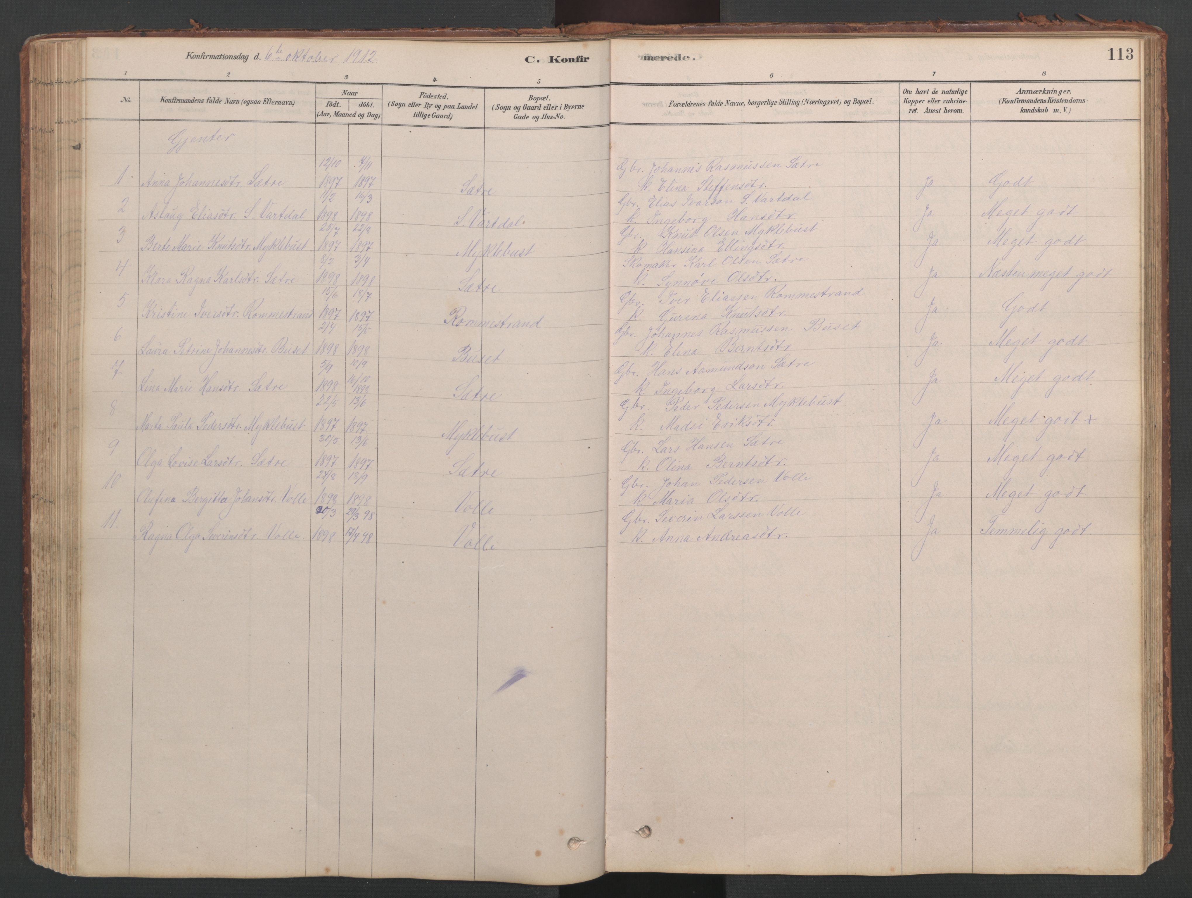 Ministerialprotokoller, klokkerbøker og fødselsregistre - Møre og Romsdal, AV/SAT-A-1454/514/L0201: Parish register (copy) no. 514C01, 1878-1919, p. 113