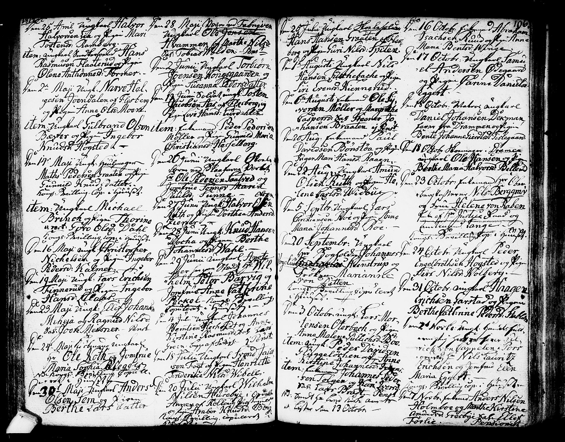 Kongsberg kirkebøker, SAKO/A-22/F/Fa/L0007: Parish register (official) no. I 7, 1795-1816, p. 196