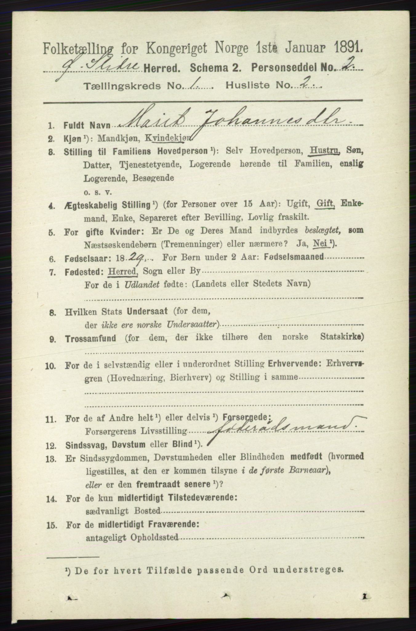 RA, 1891 census for 0544 Øystre Slidre, 1891, p. 64