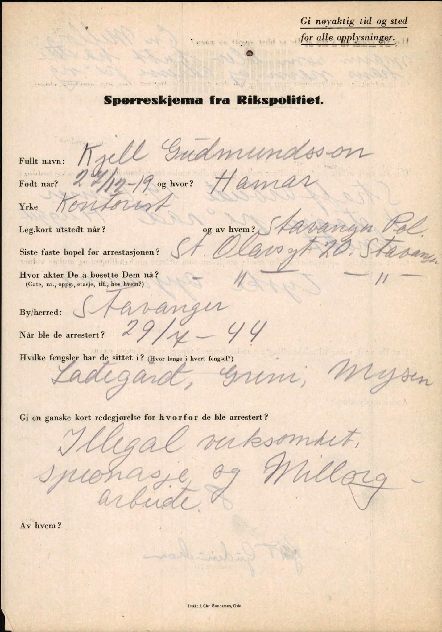 Rikspolitisjefen, AV/RA-S-1560/L/L0005: Gidske, Peder Martin -  Hansell, Georg, 1940-1945, p. 439
