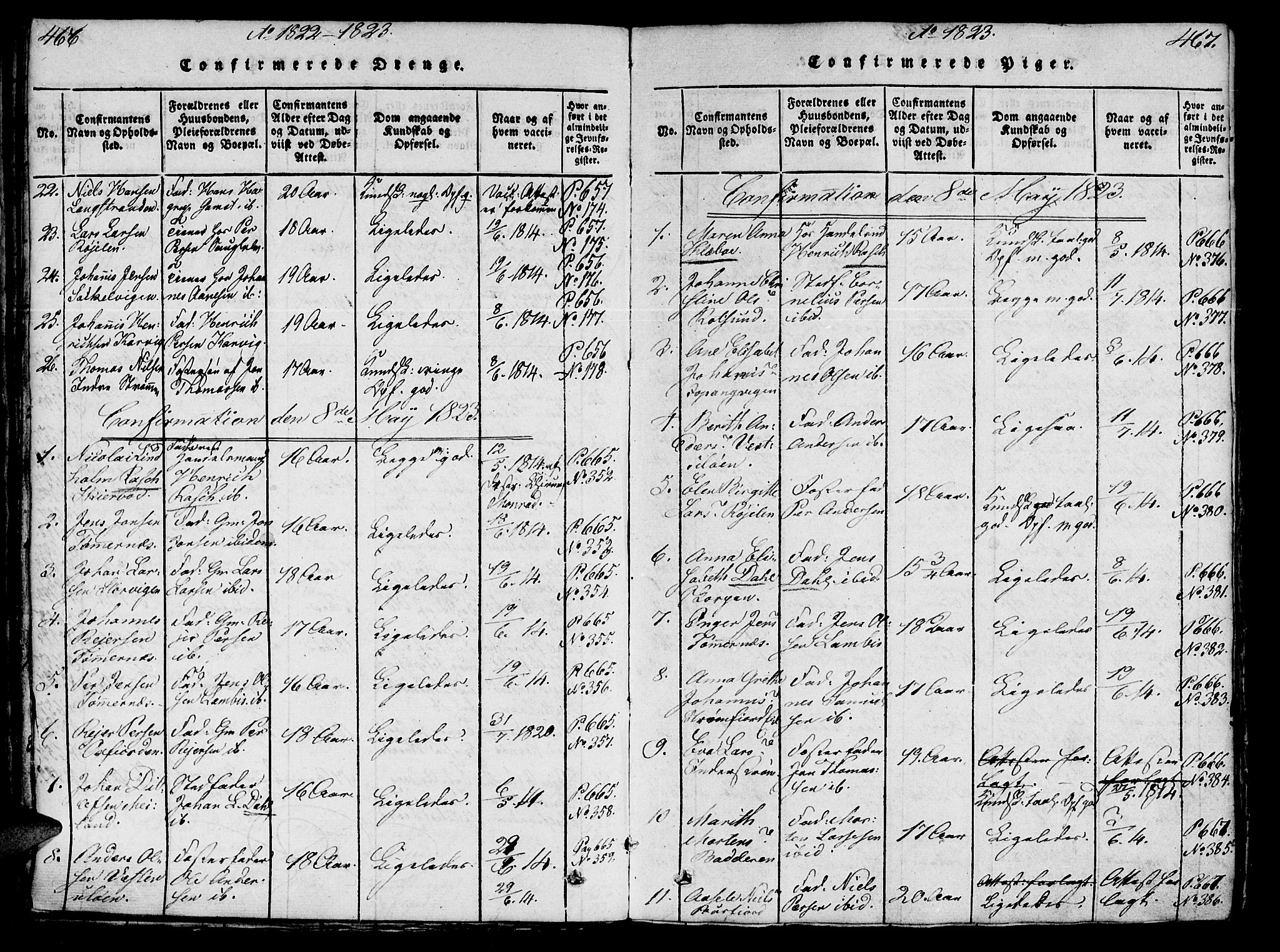 Skjervøy sokneprestkontor, AV/SATØ-S-1300/H/Ha/Haa/L0004kirke: Parish register (official) no. 4, 1820-1838, p. 466-467