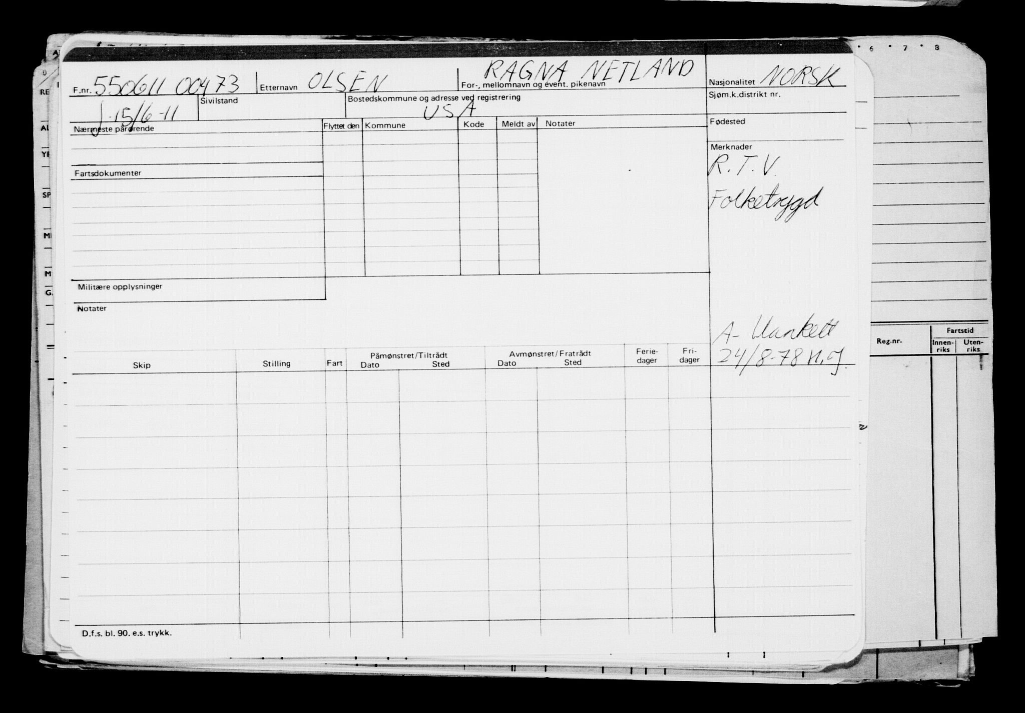 Direktoratet for sjømenn, AV/RA-S-3545/G/Gb/L0097: Hovedkort, 1911, p. 229