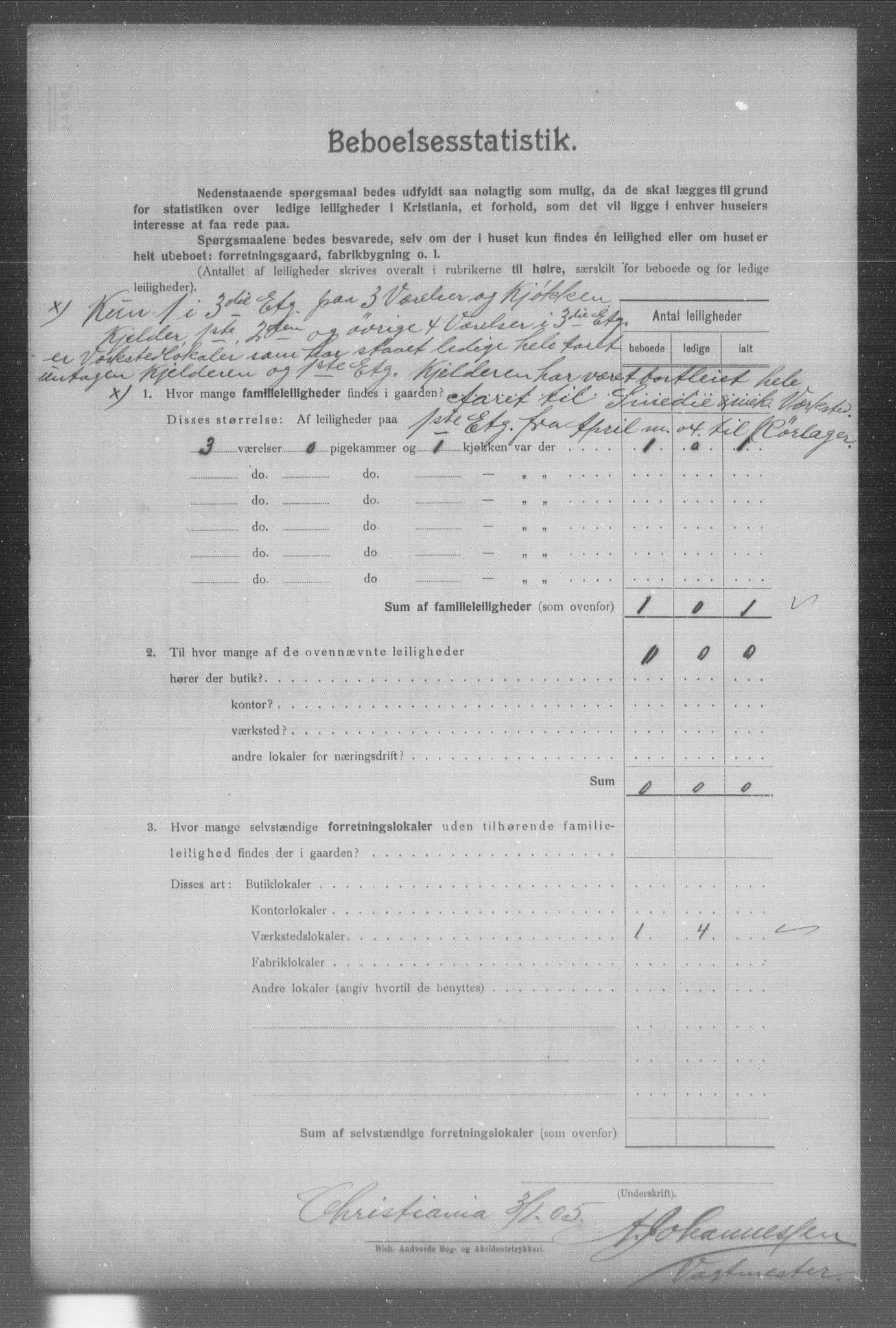 OBA, Municipal Census 1904 for Kristiania, 1904, p. 501