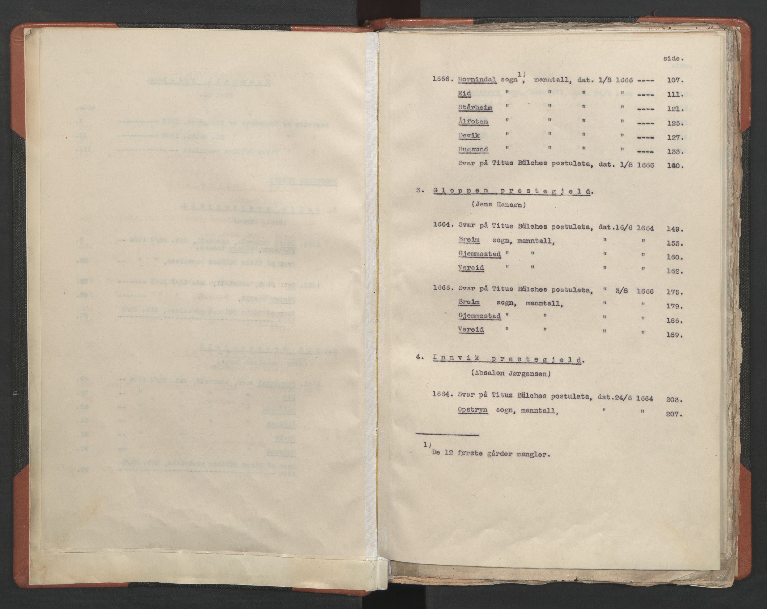 RA, Vicar's Census 1664-1666, no. 25: Nordfjord deanery, 1664-1666