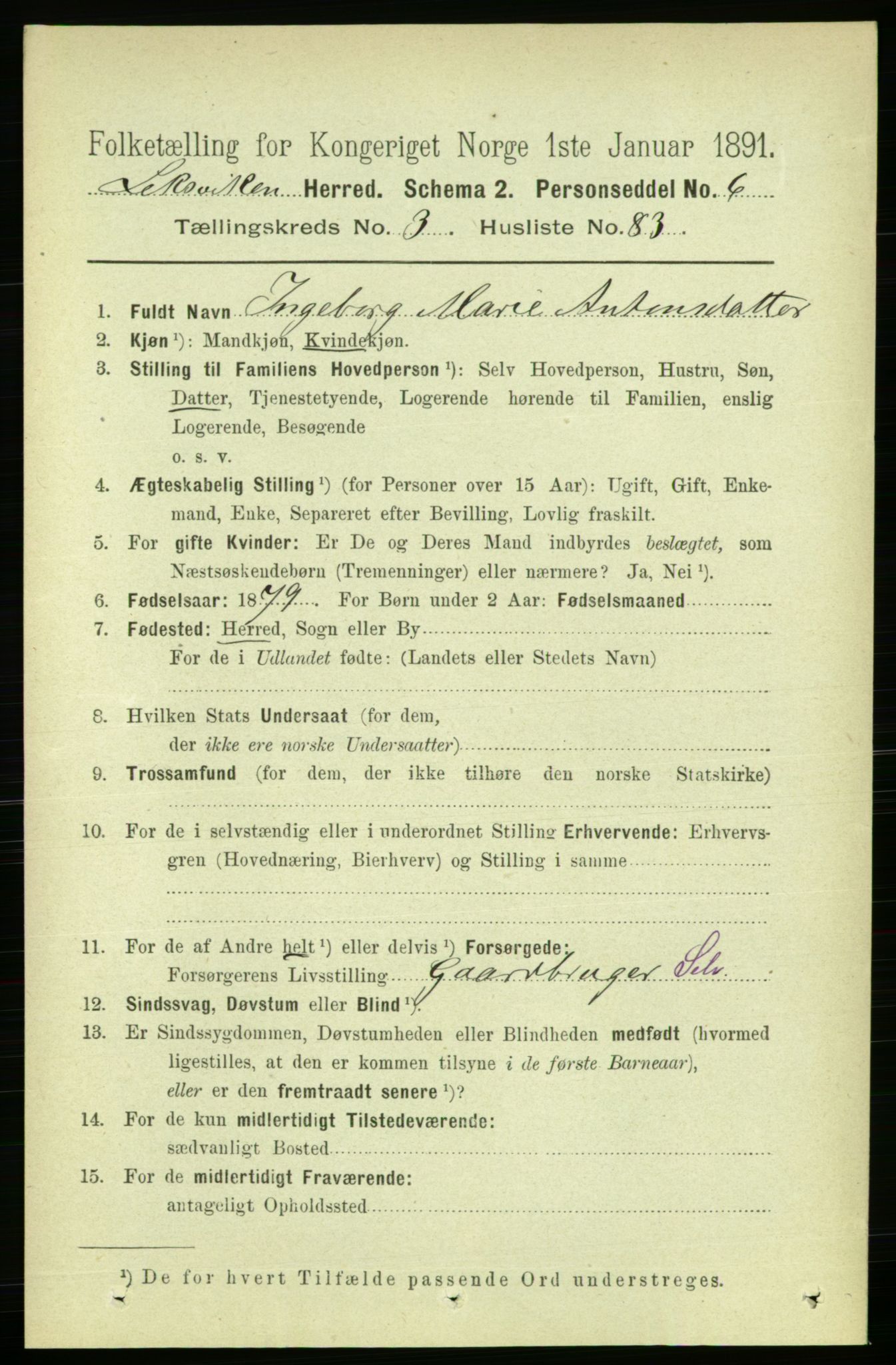 RA, 1891 census for 1718 Leksvik, 1891, p. 1677