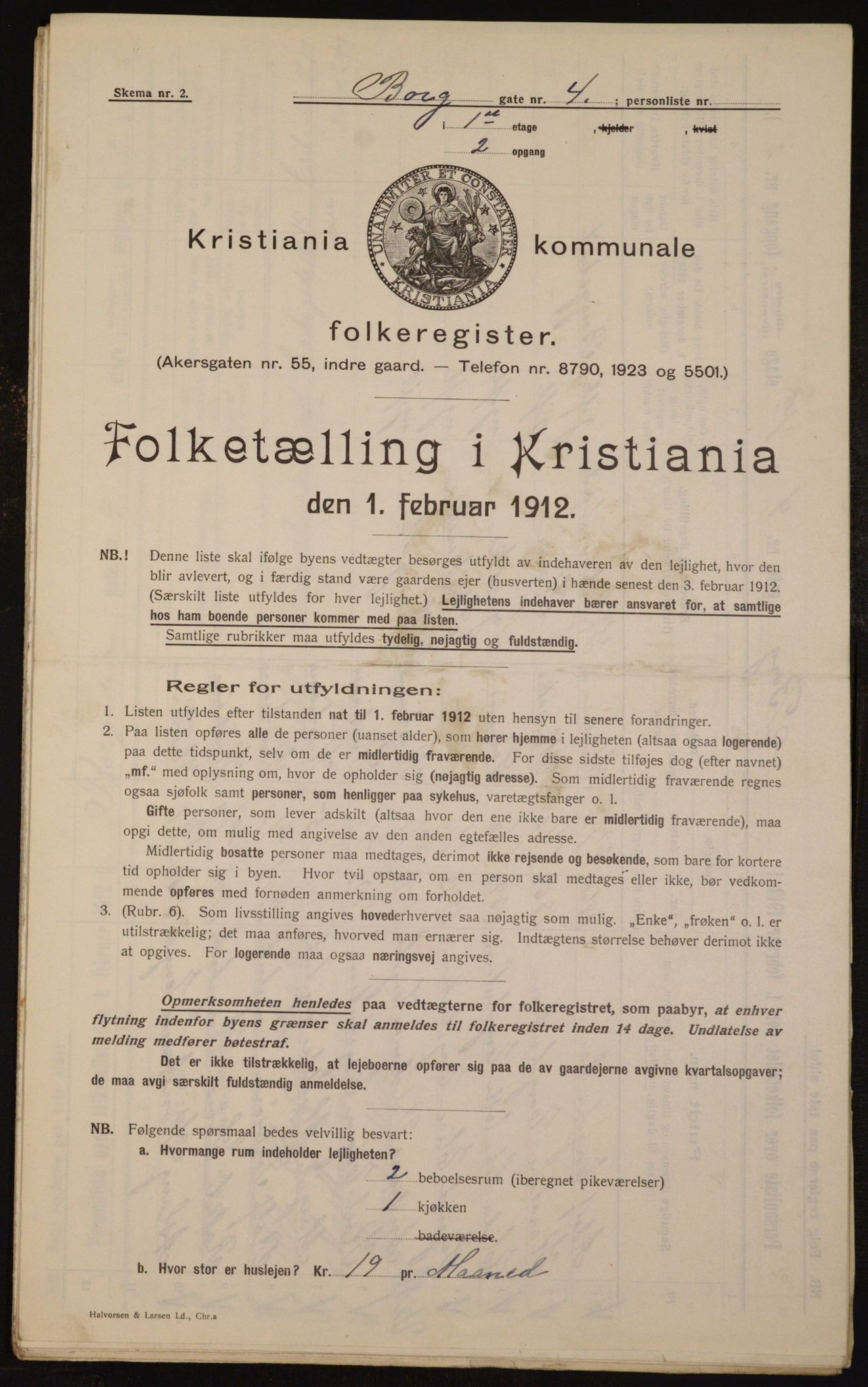 OBA, Municipal Census 1912 for Kristiania, 1912, p. 7568