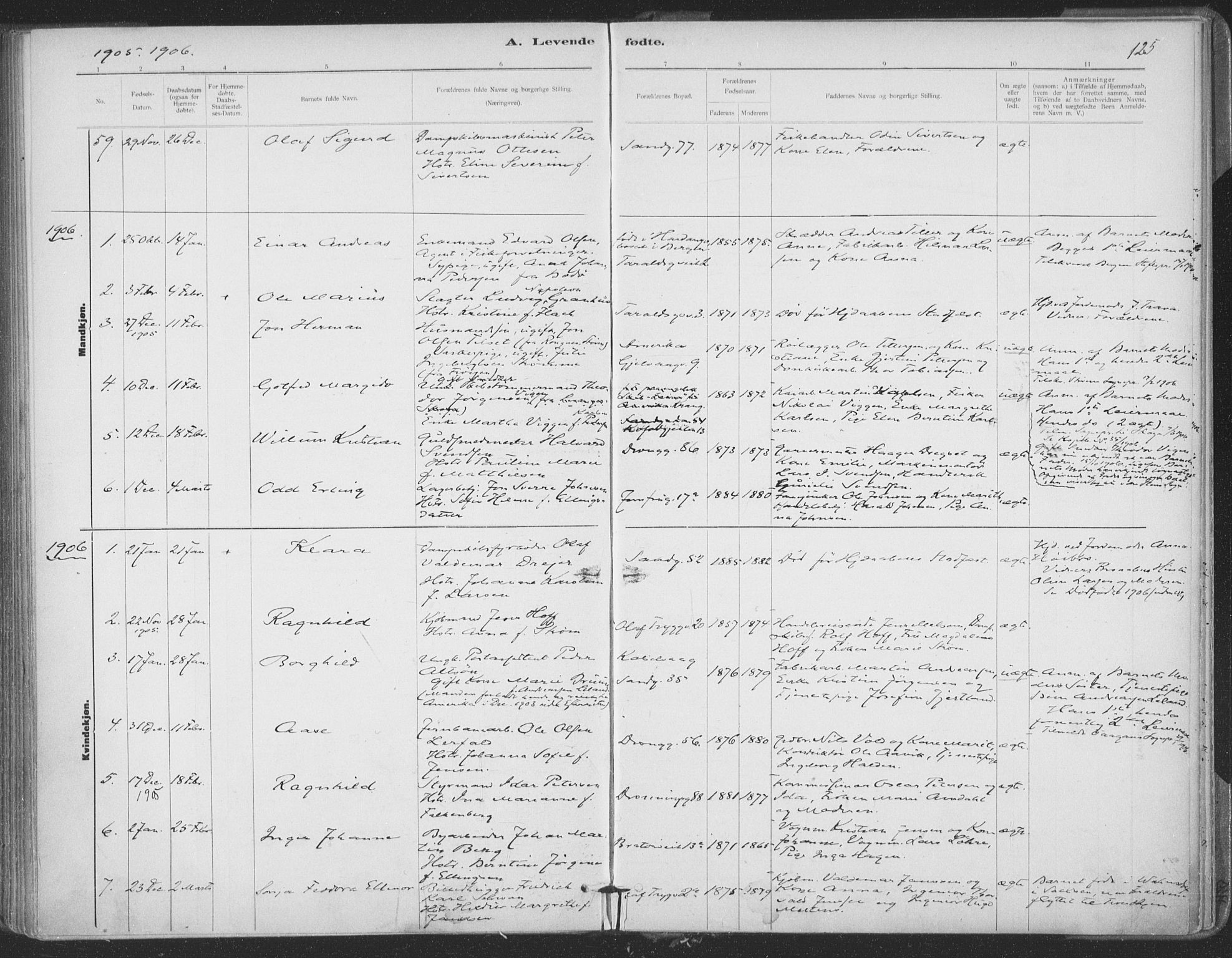 Ministerialprotokoller, klokkerbøker og fødselsregistre - Sør-Trøndelag, SAT/A-1456/602/L0122: Parish register (official) no. 602A20, 1892-1908, p. 125