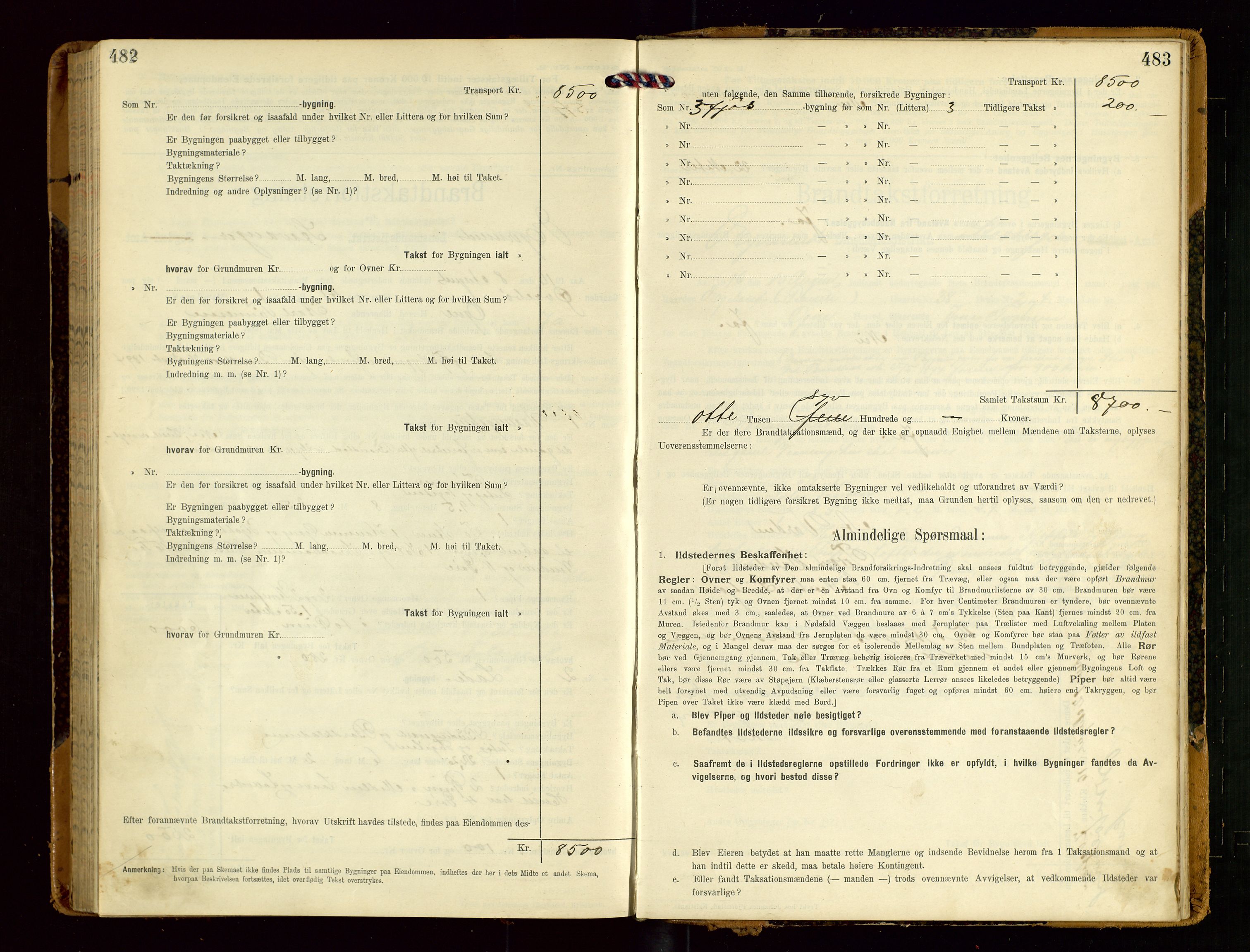 Eigersund lensmannskontor, SAST/A-100171/Gob/L0002: "Brandtakstprotokol", 1910-1916, p. 482-483