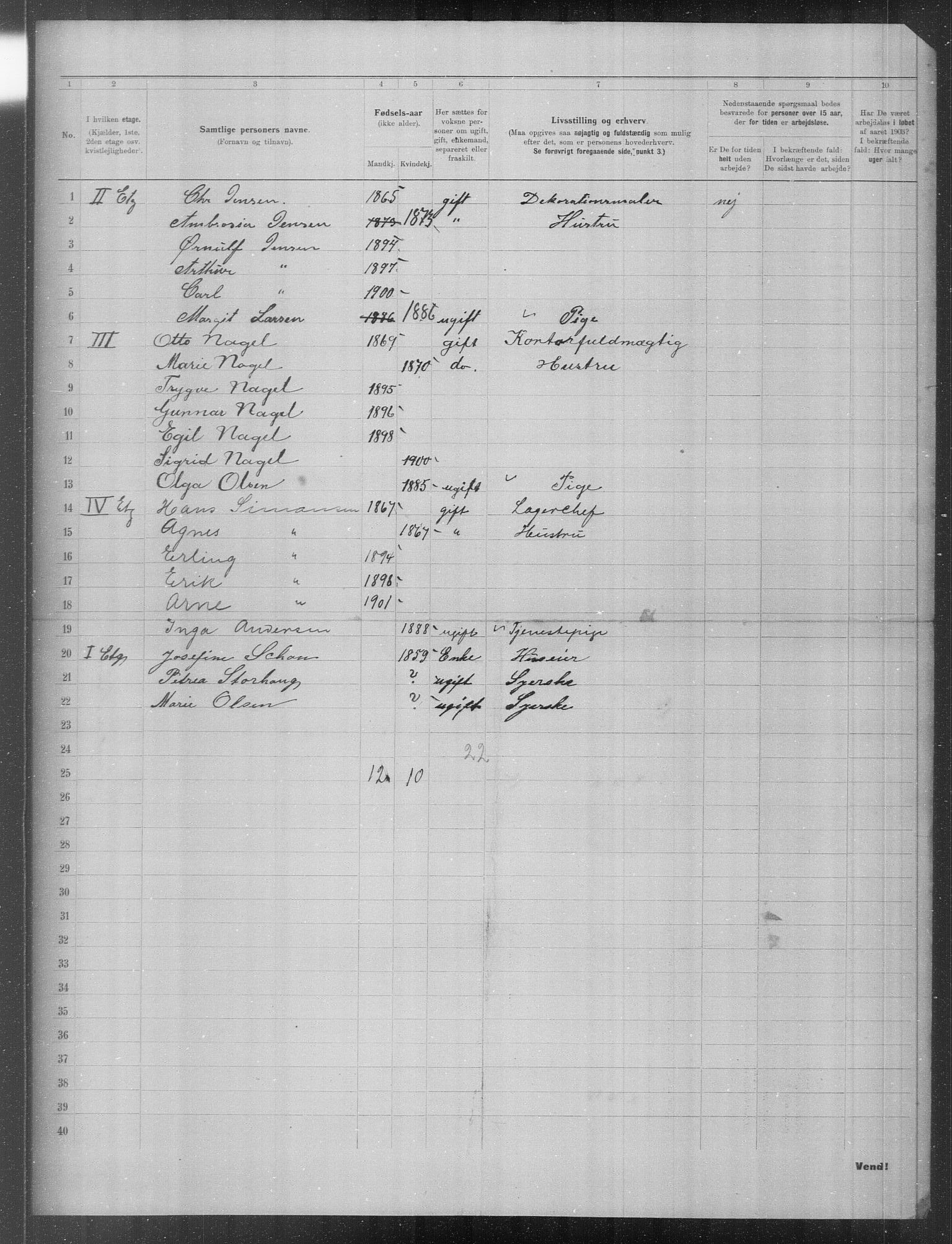 OBA, Municipal Census 1903 for Kristiania, 1903, p. 19000