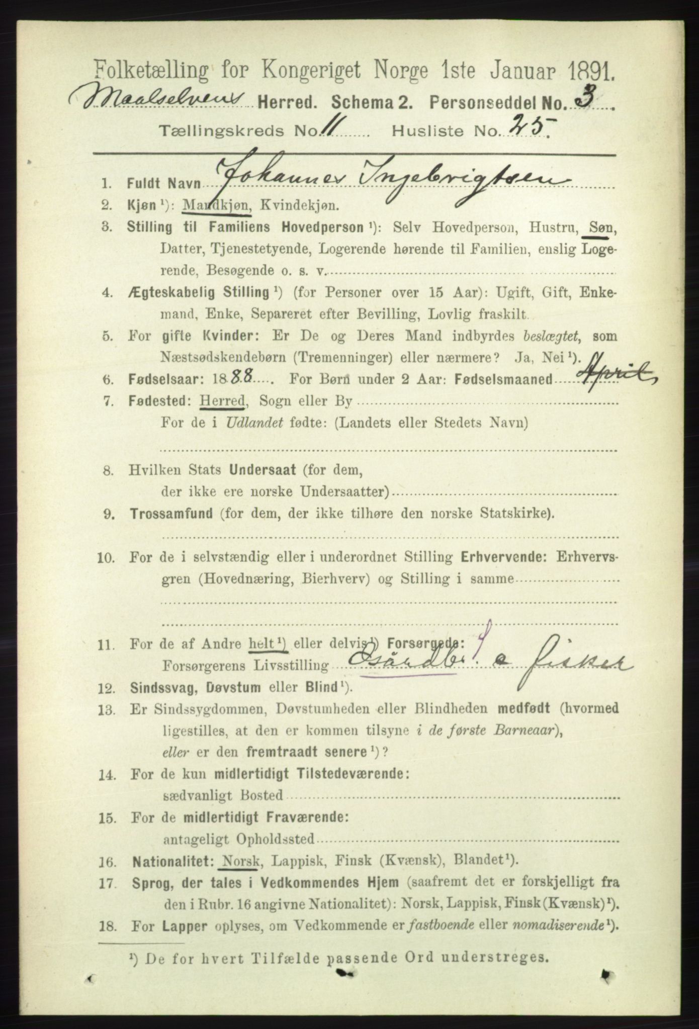 RA, 1891 census for 1924 Målselv, 1891, p. 3432