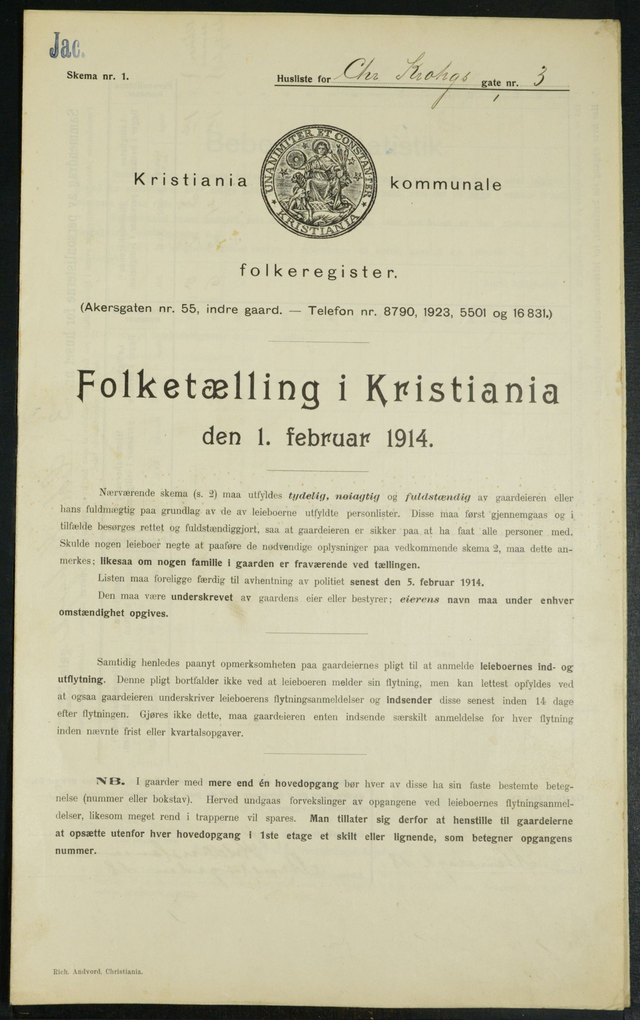 OBA, Municipal Census 1914 for Kristiania, 1914, p. 11923