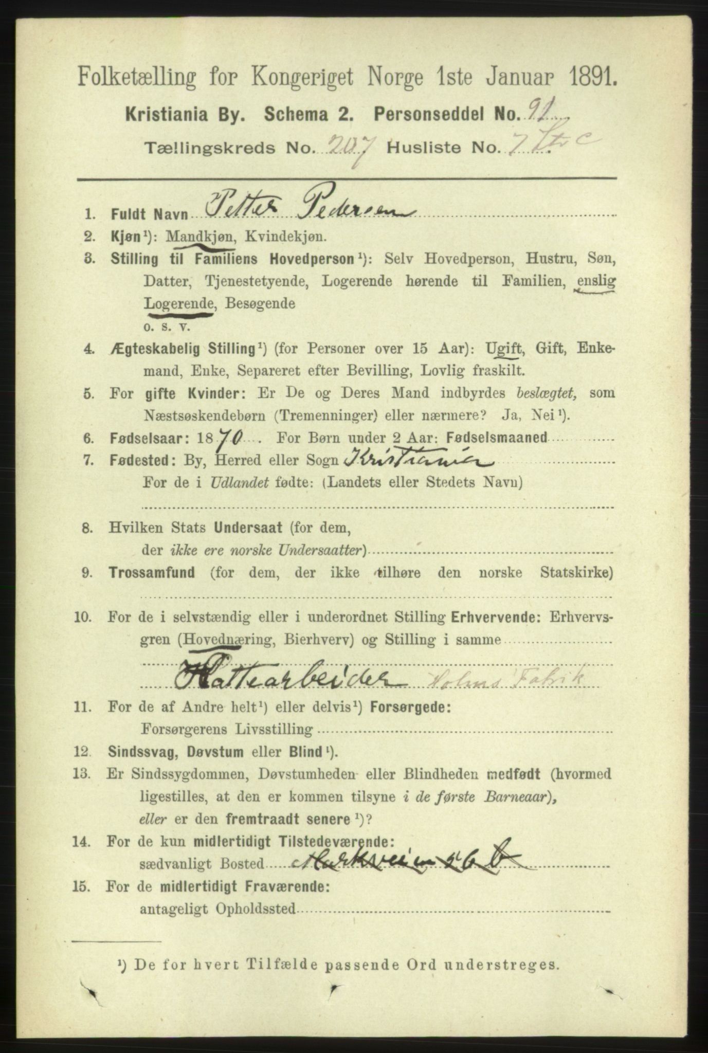 RA, 1891 census for 0301 Kristiania, 1891, p. 124695