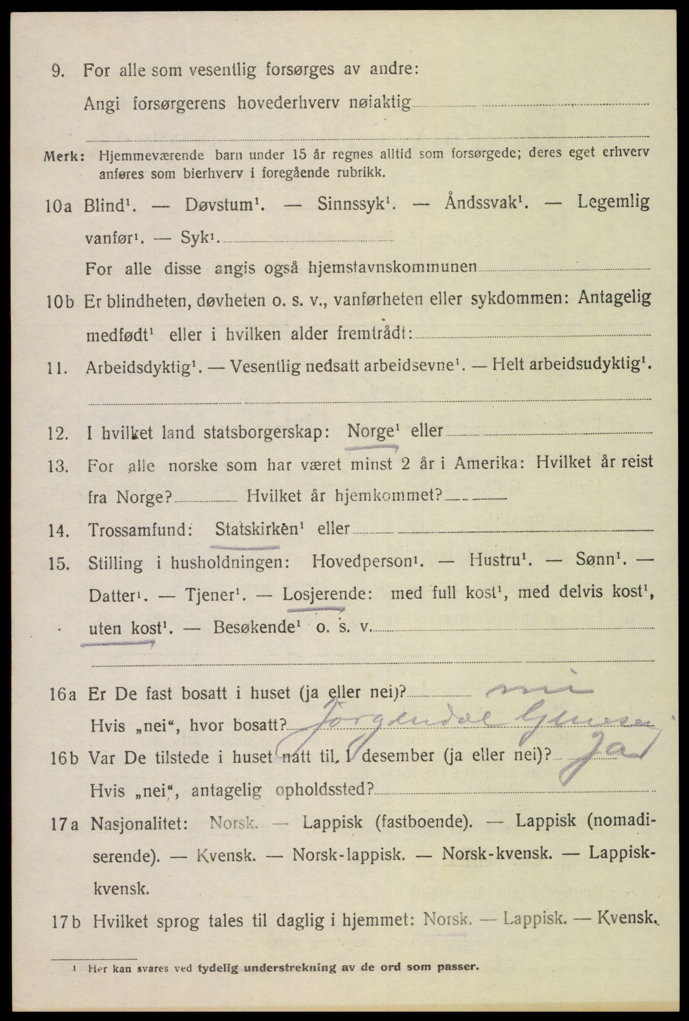 SAT, 1920 census for Gimsøy, 1920, p. 3080