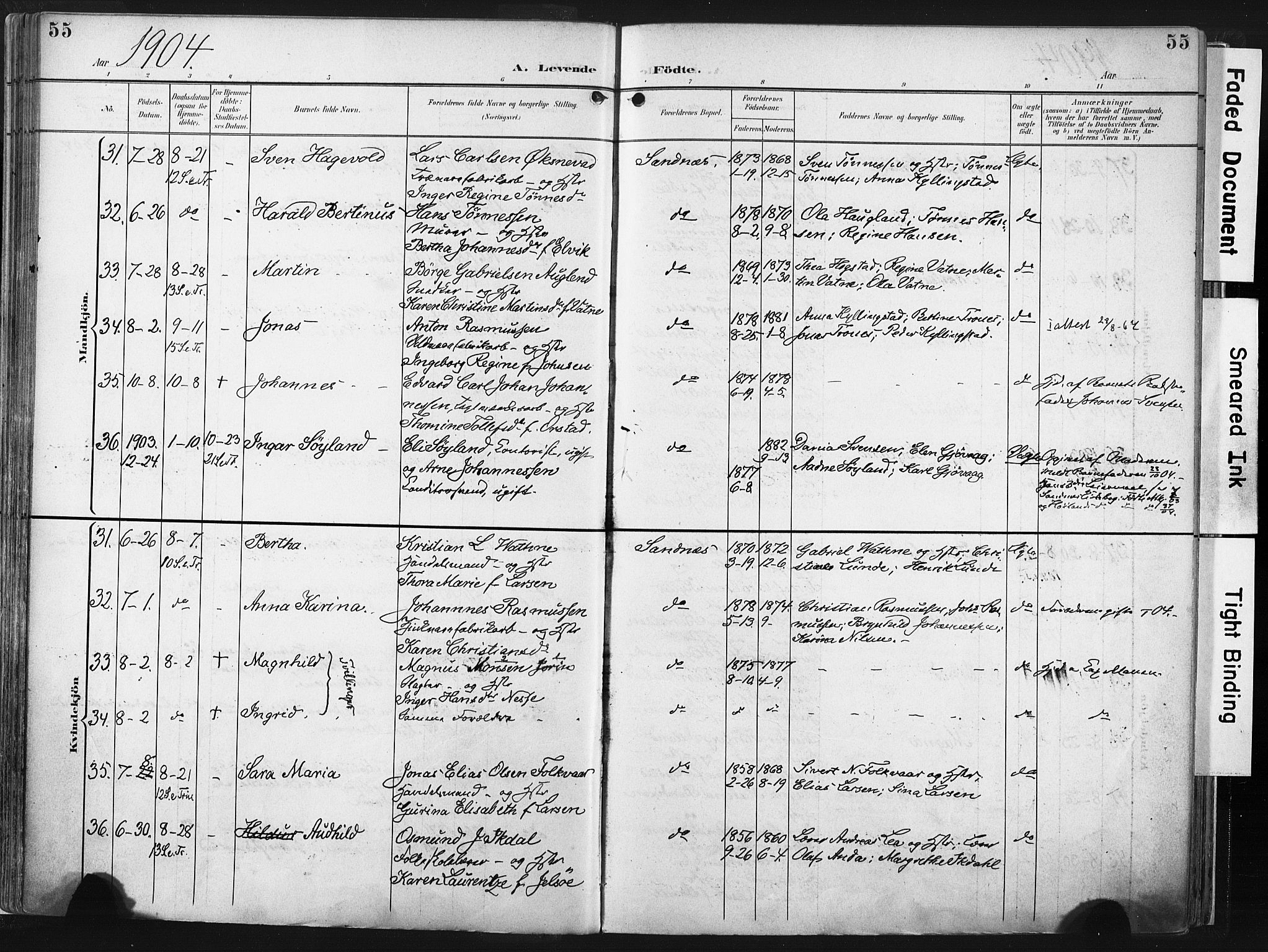 Høyland sokneprestkontor, AV/SAST-A-101799/001/30BA/L0016: Parish register (official) no. A 16, 1899-1911, p. 55