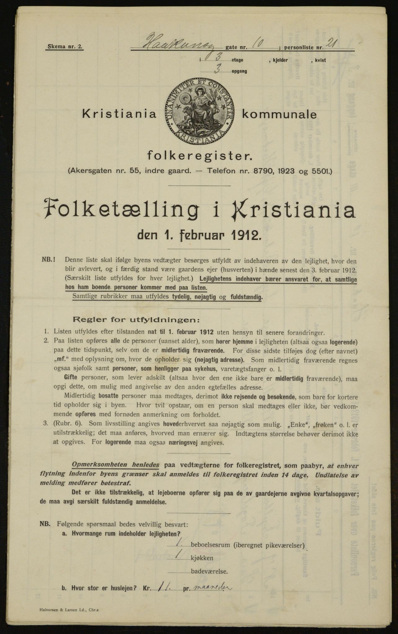 OBA, Municipal Census 1912 for Kristiania, 1912, p. 43152