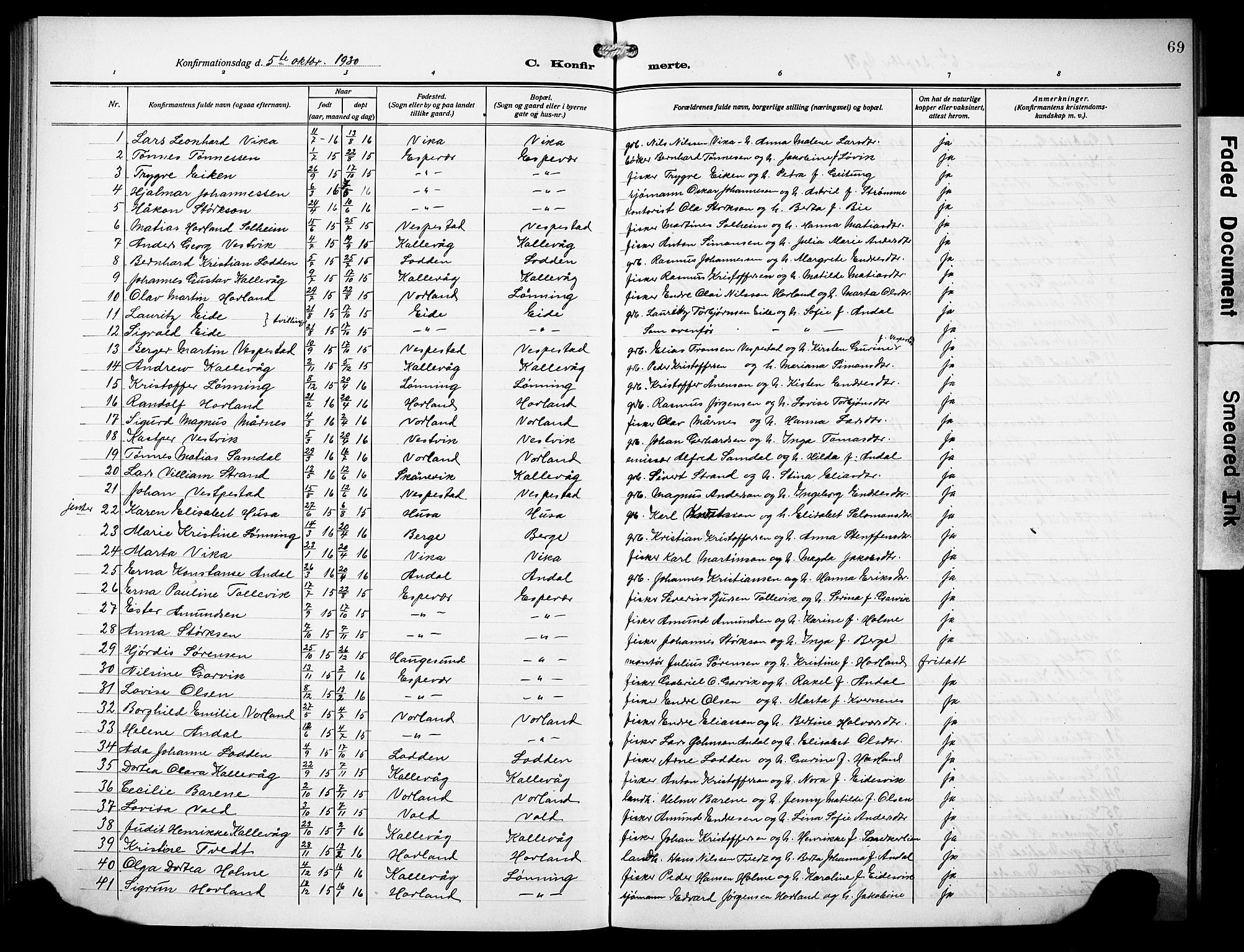 Finnås sokneprestembete, SAB/A-99925/H/Ha/Hab/Habc/L0004: Parish register (copy) no. C 4, 1917-1931, p. 69